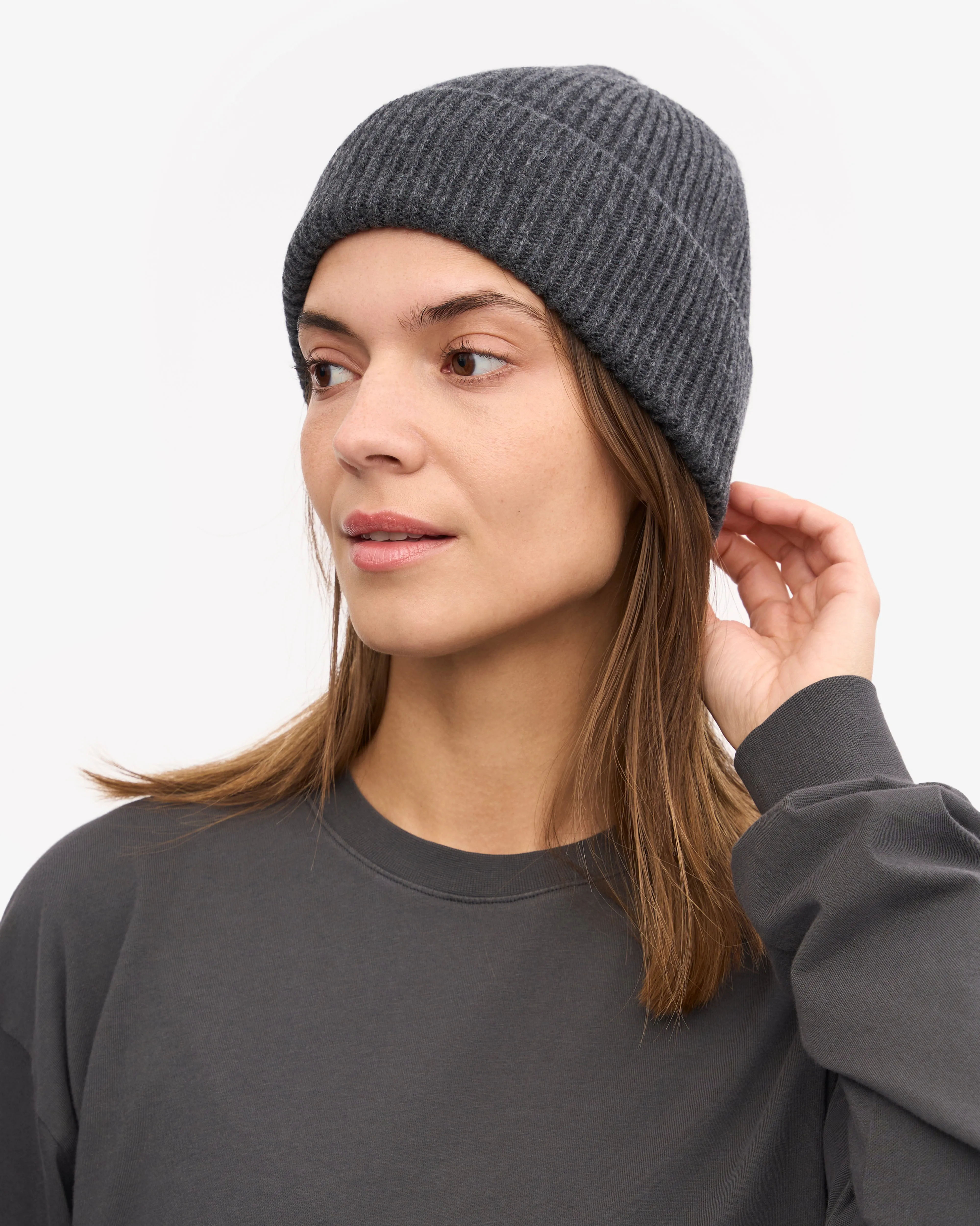 Merino Wool Beanie - Lava Grey