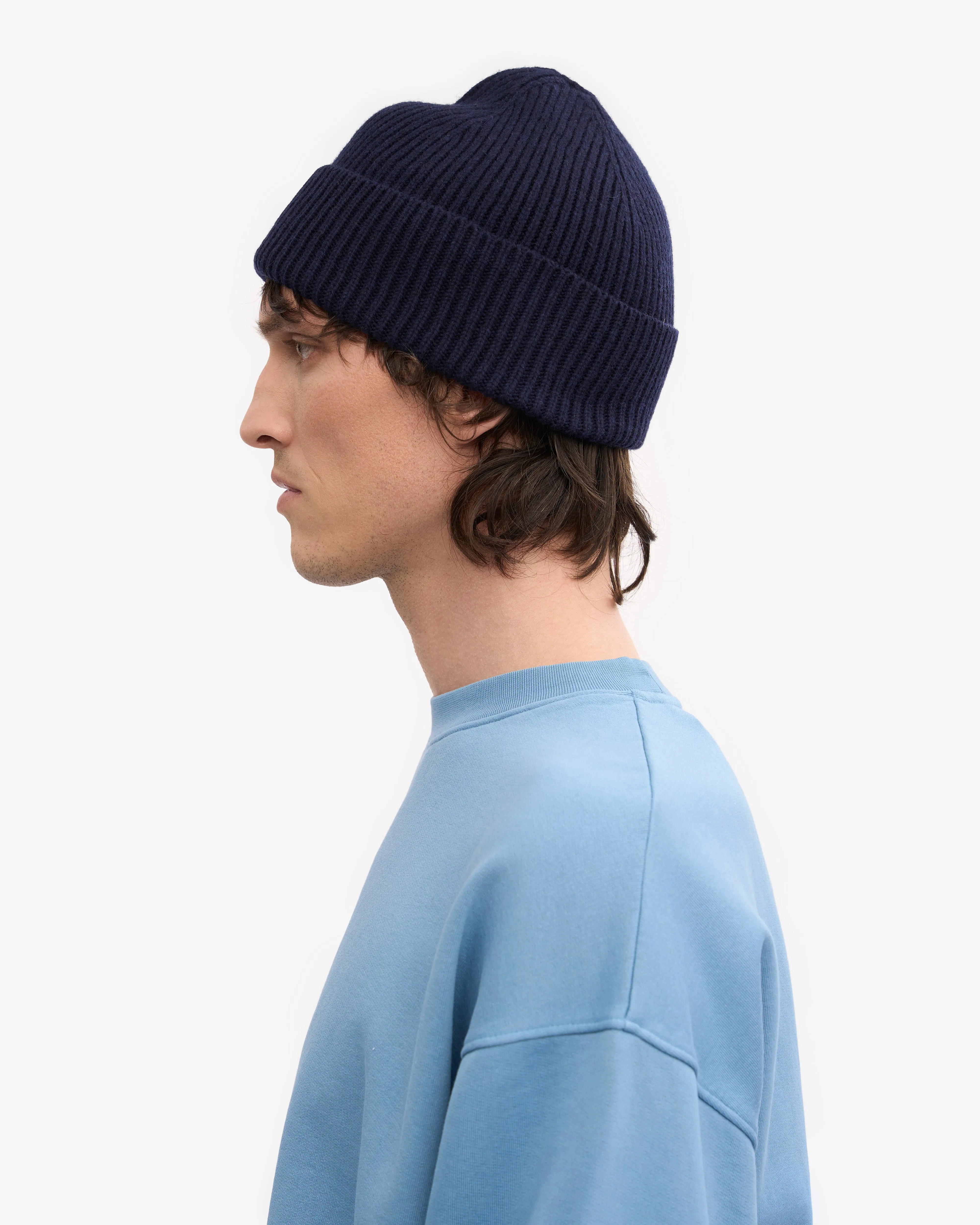 Merino Wool Beanie - Navy Blue