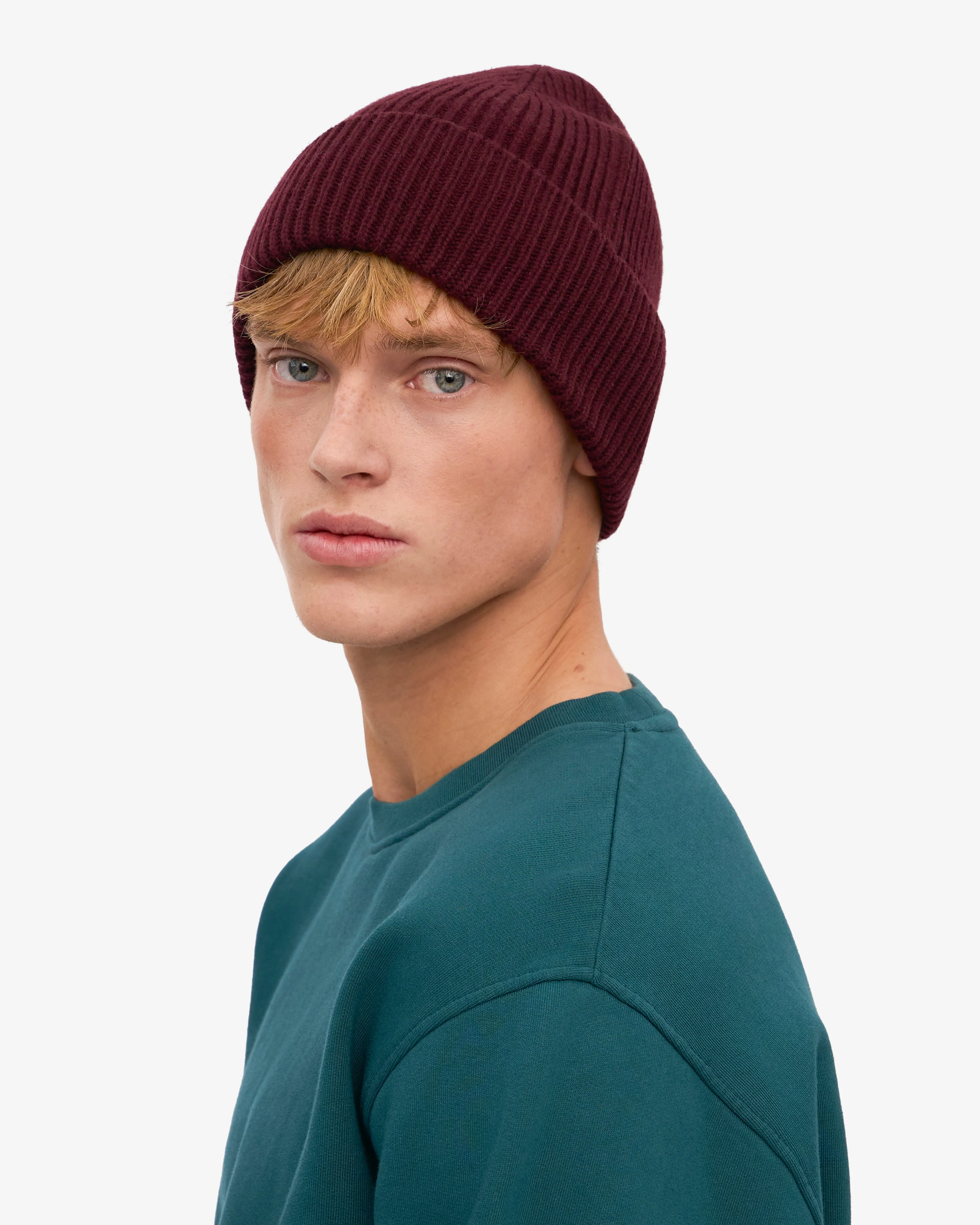 Merino Wool Beanie - Oxblood Red
