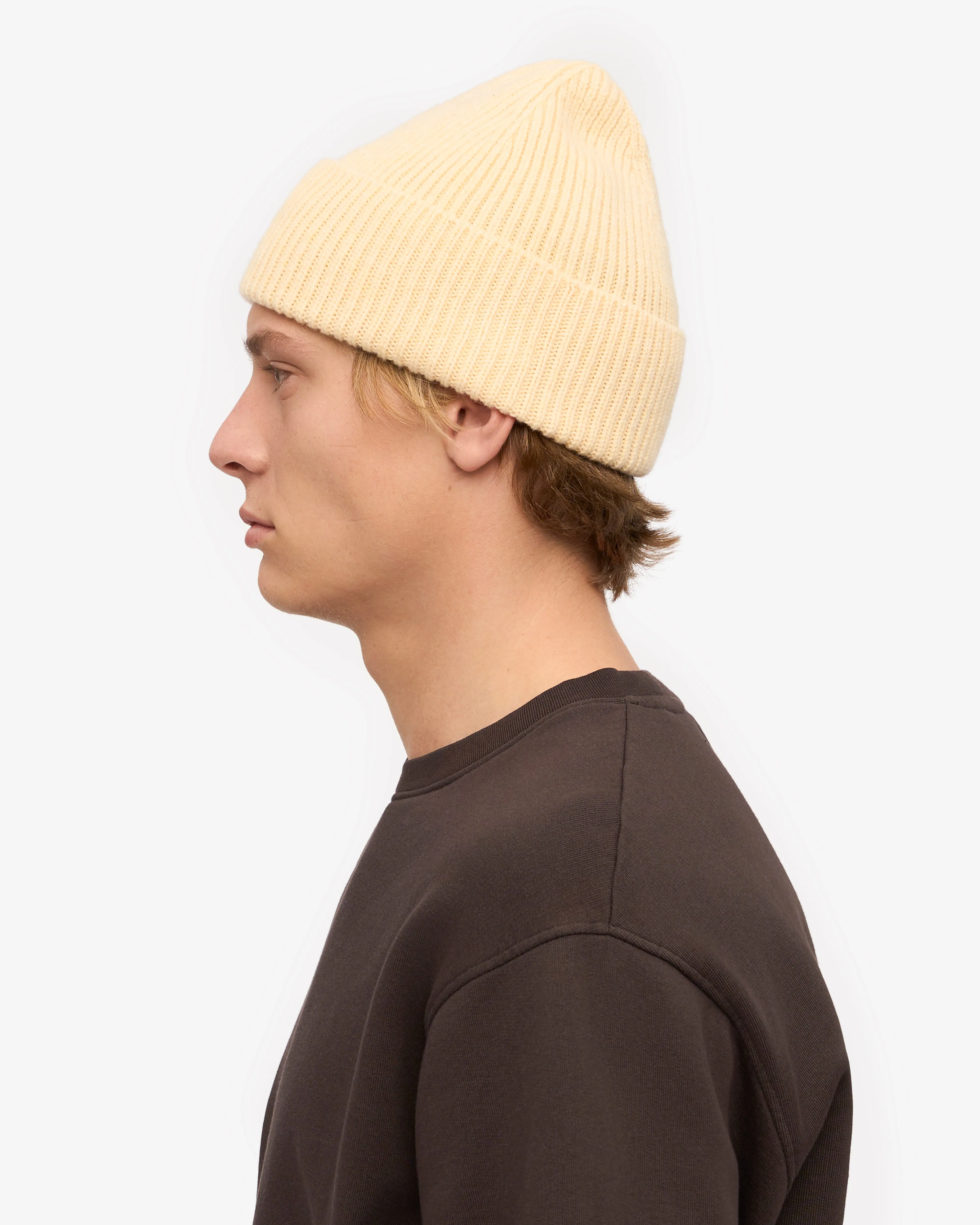 Merino Wool Beanie - Soft Yellow