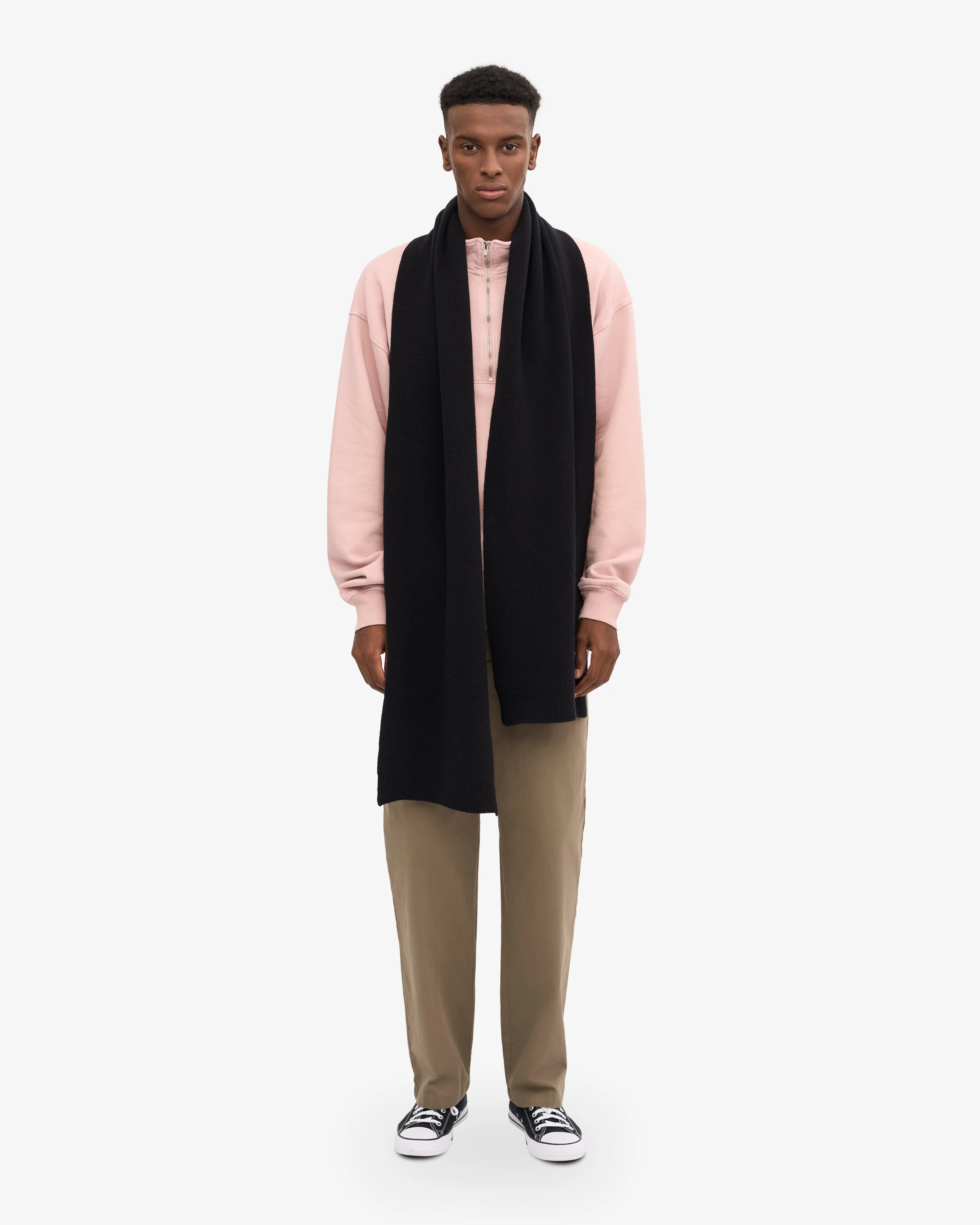 Merino Wool Scarf - Deep Black