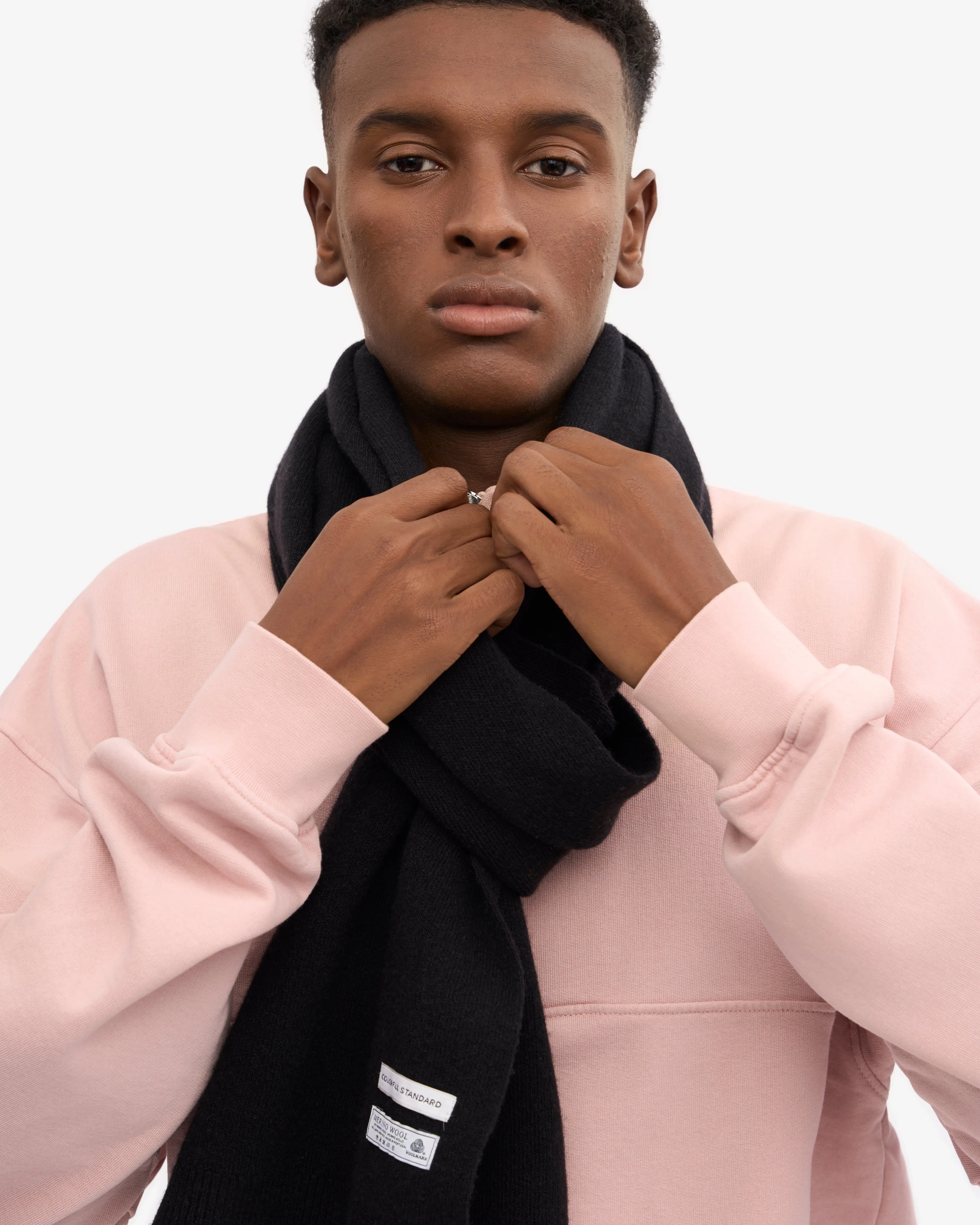 Merino Wool Scarf - Deep Black