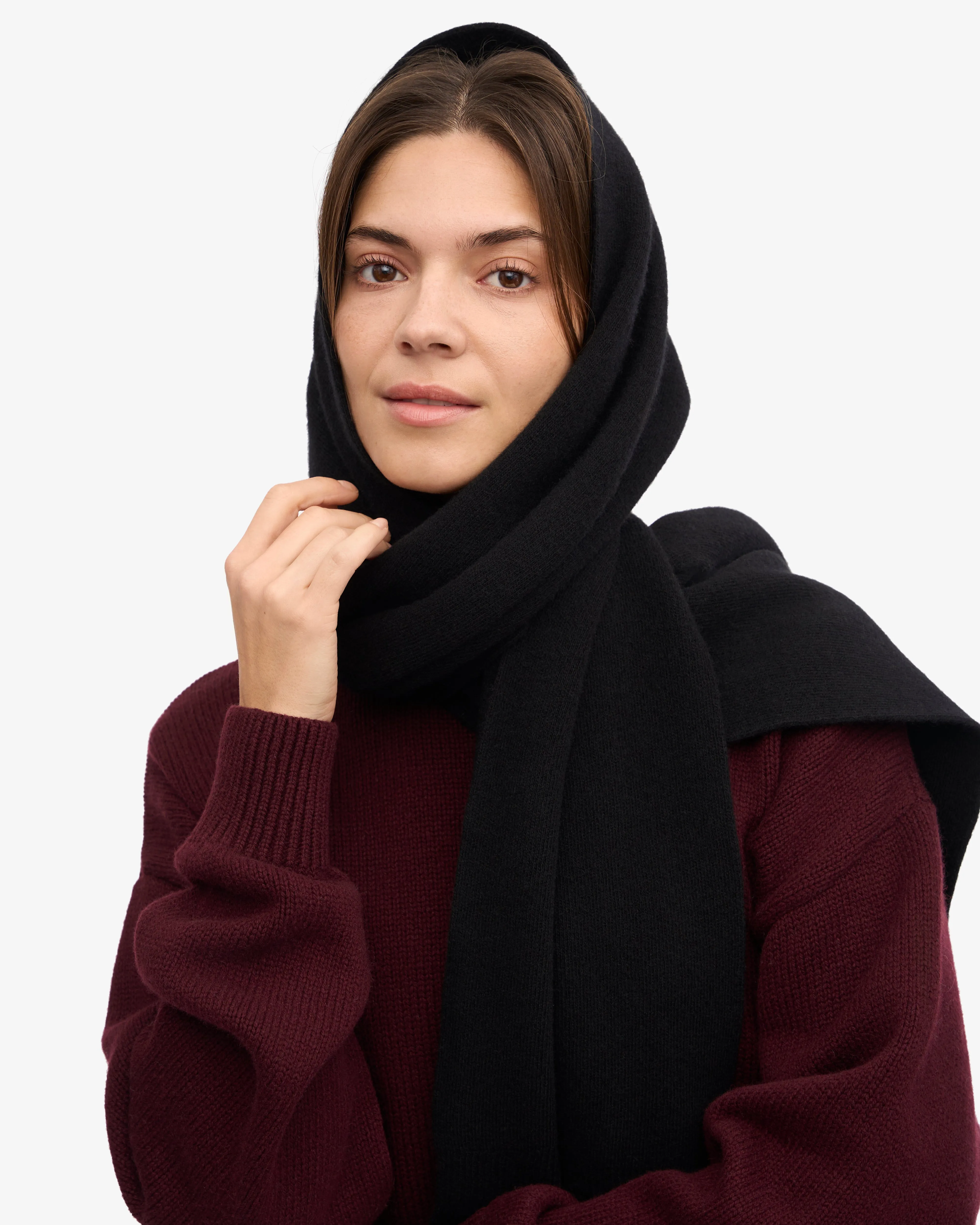 Merino Wool Scarf - Deep Black