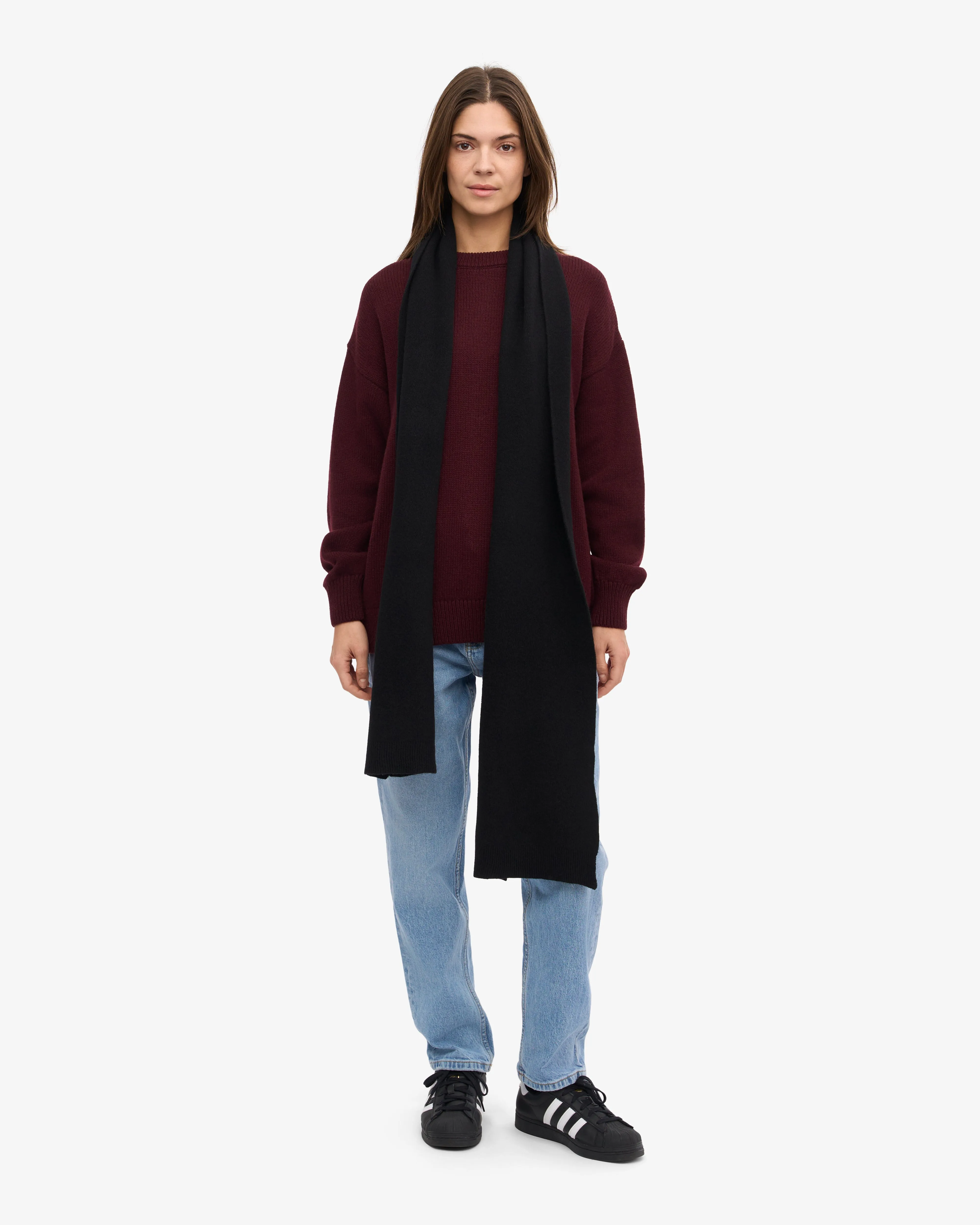 Merino Wool Scarf - Deep Black