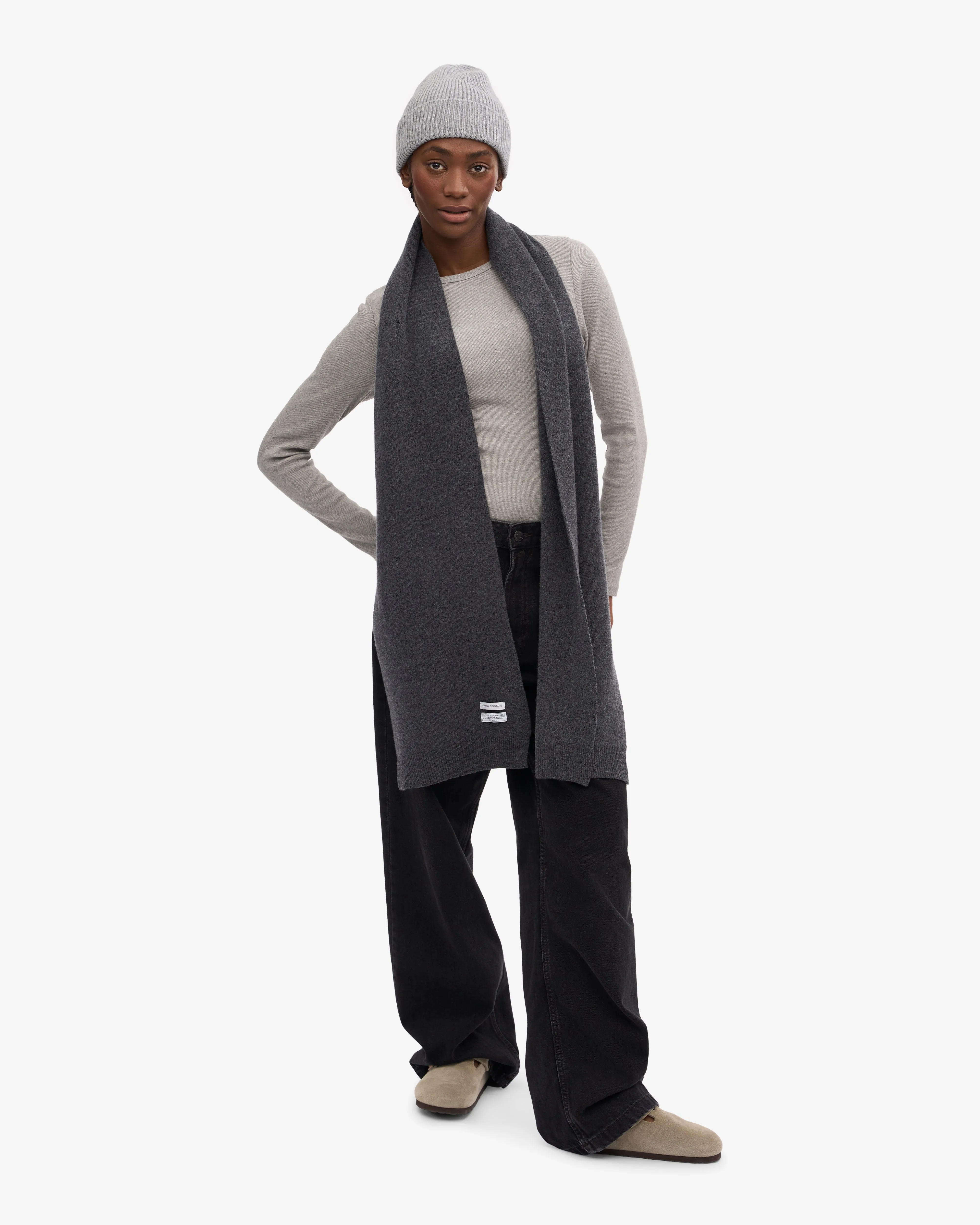 Merino Wool Scarf - Lava Grey