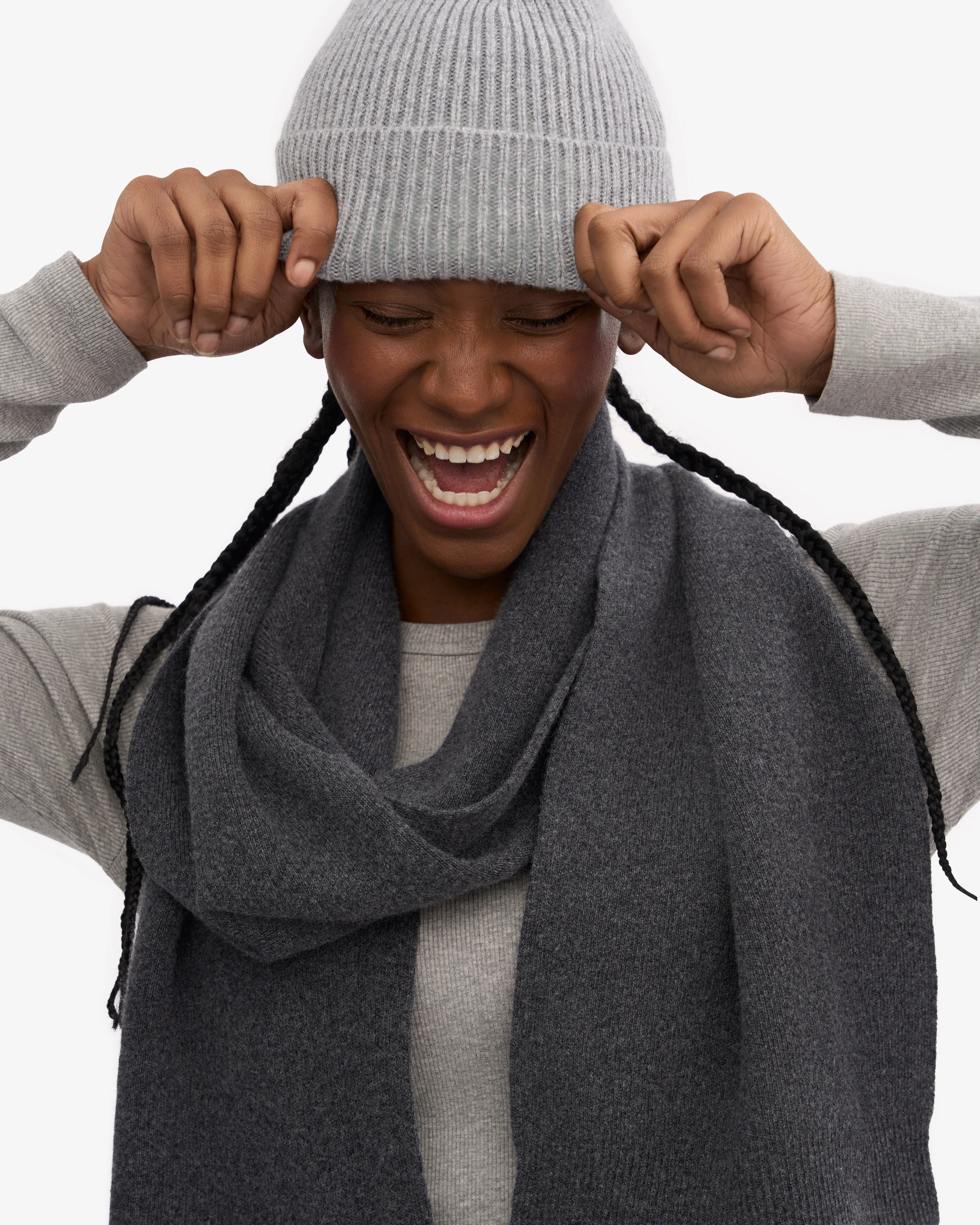 Merino Wool Scarf - Lava Grey