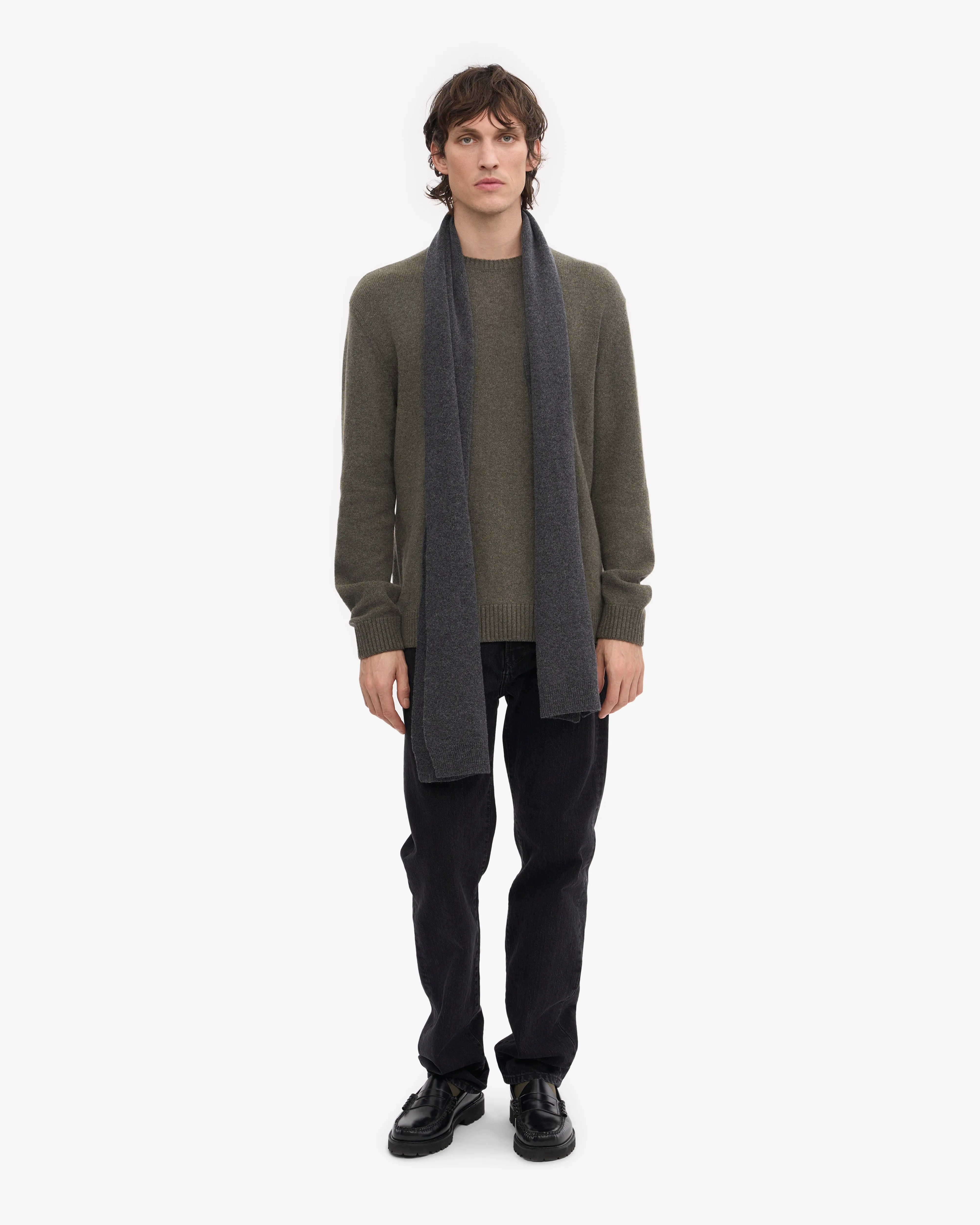 Merino Wool Scarf - Lava Grey
