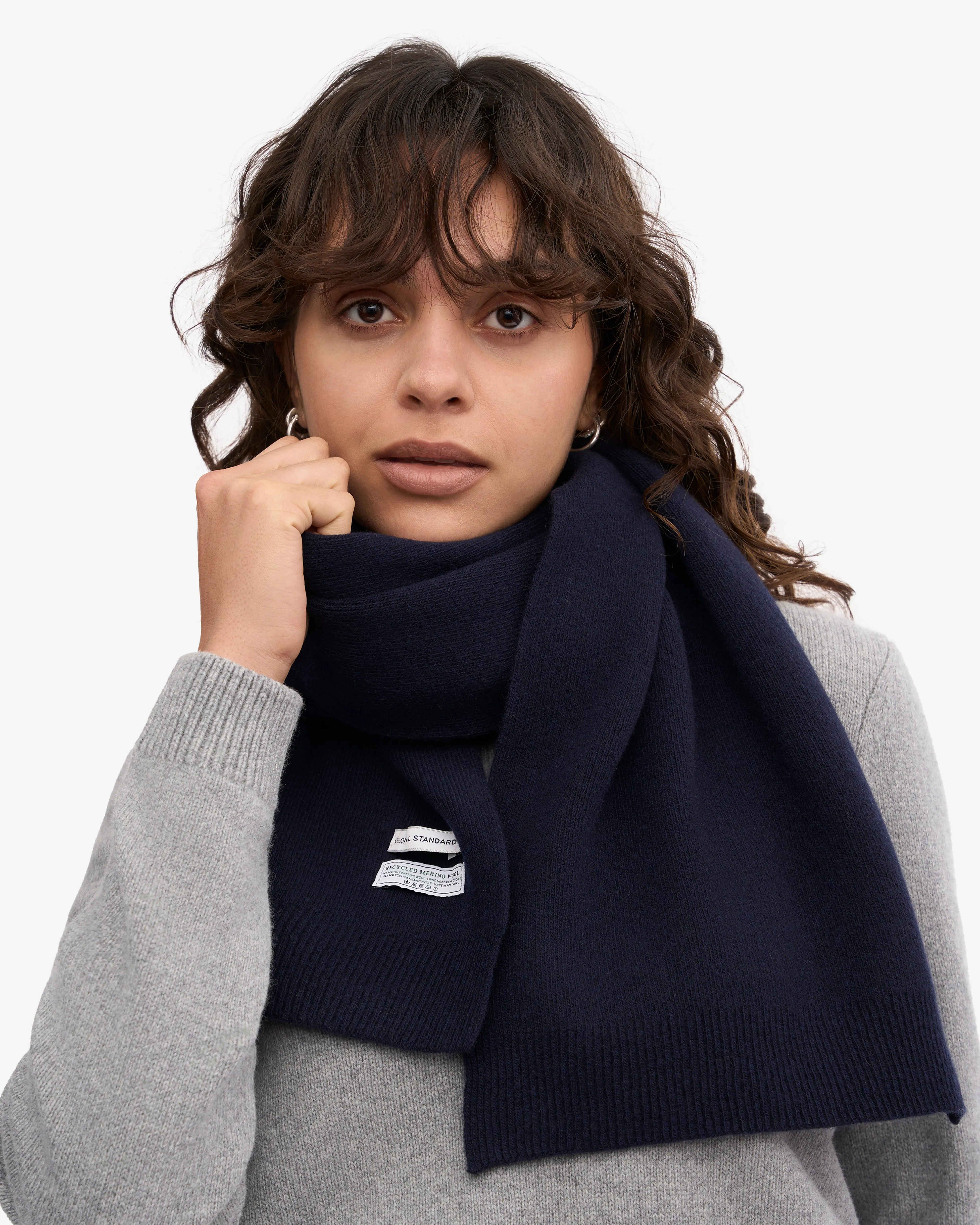 Merino Wool Scarf - Navy Blue