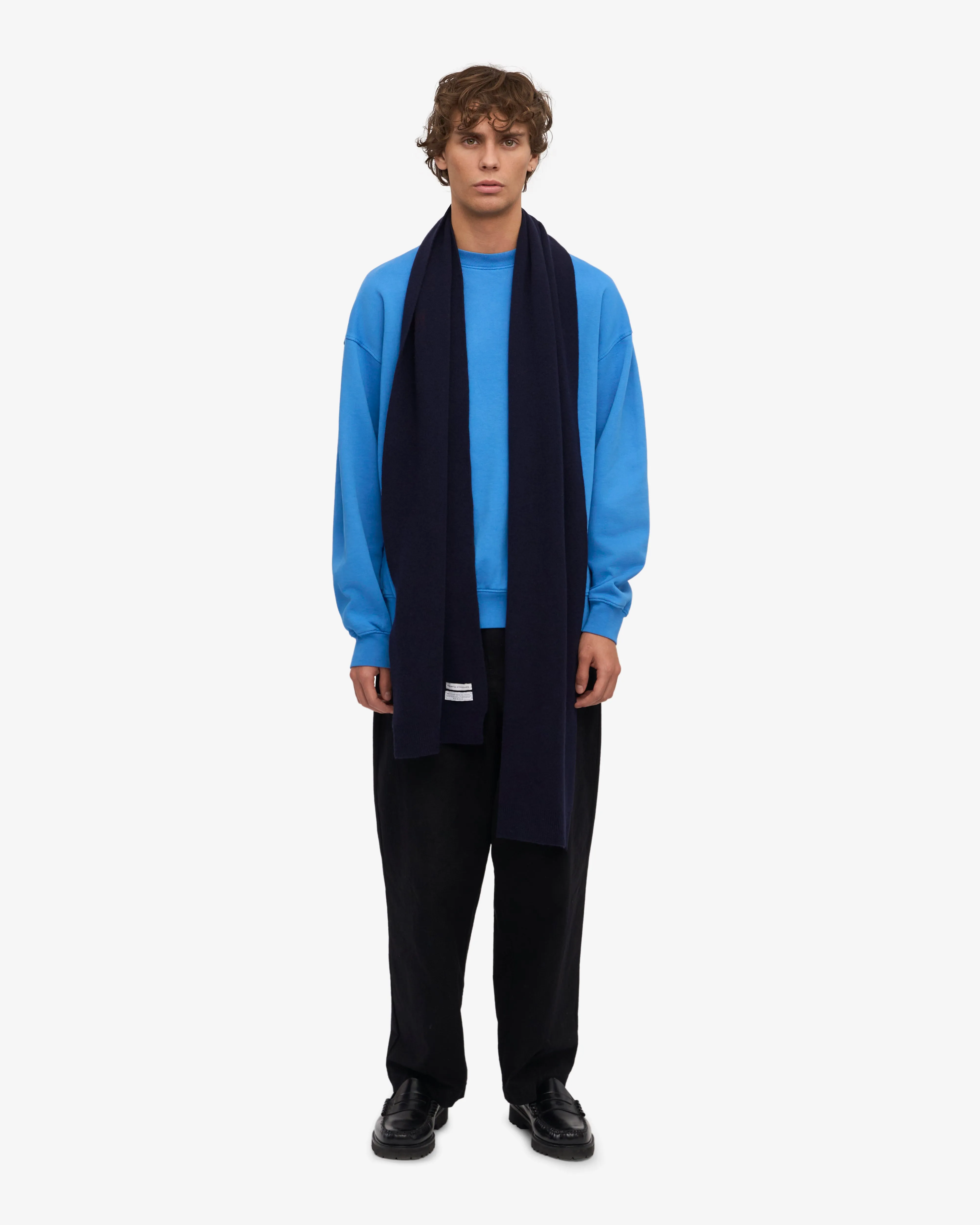 Merino Wool Scarf - Navy Blue