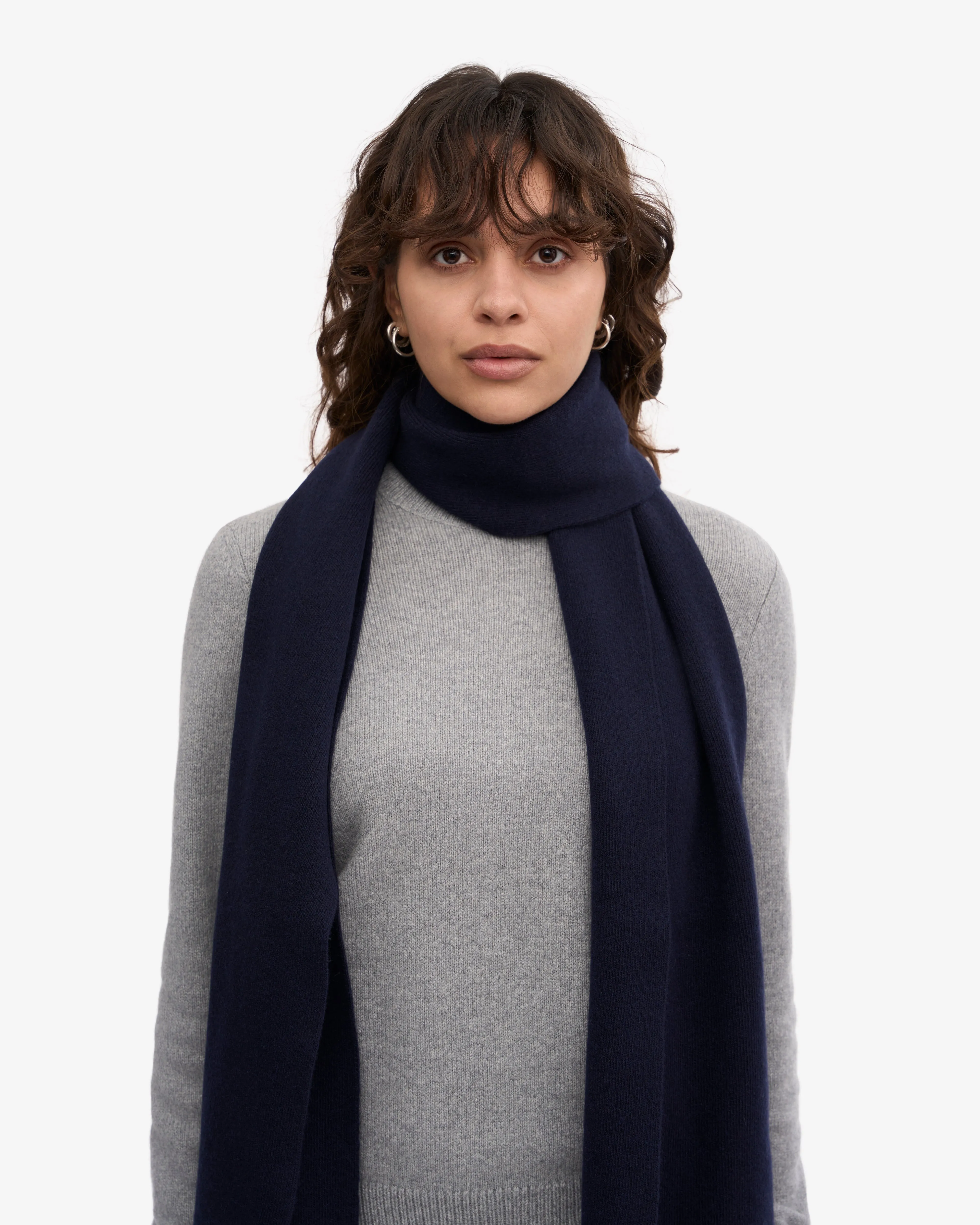 Merino Wool Scarf - Navy Blue