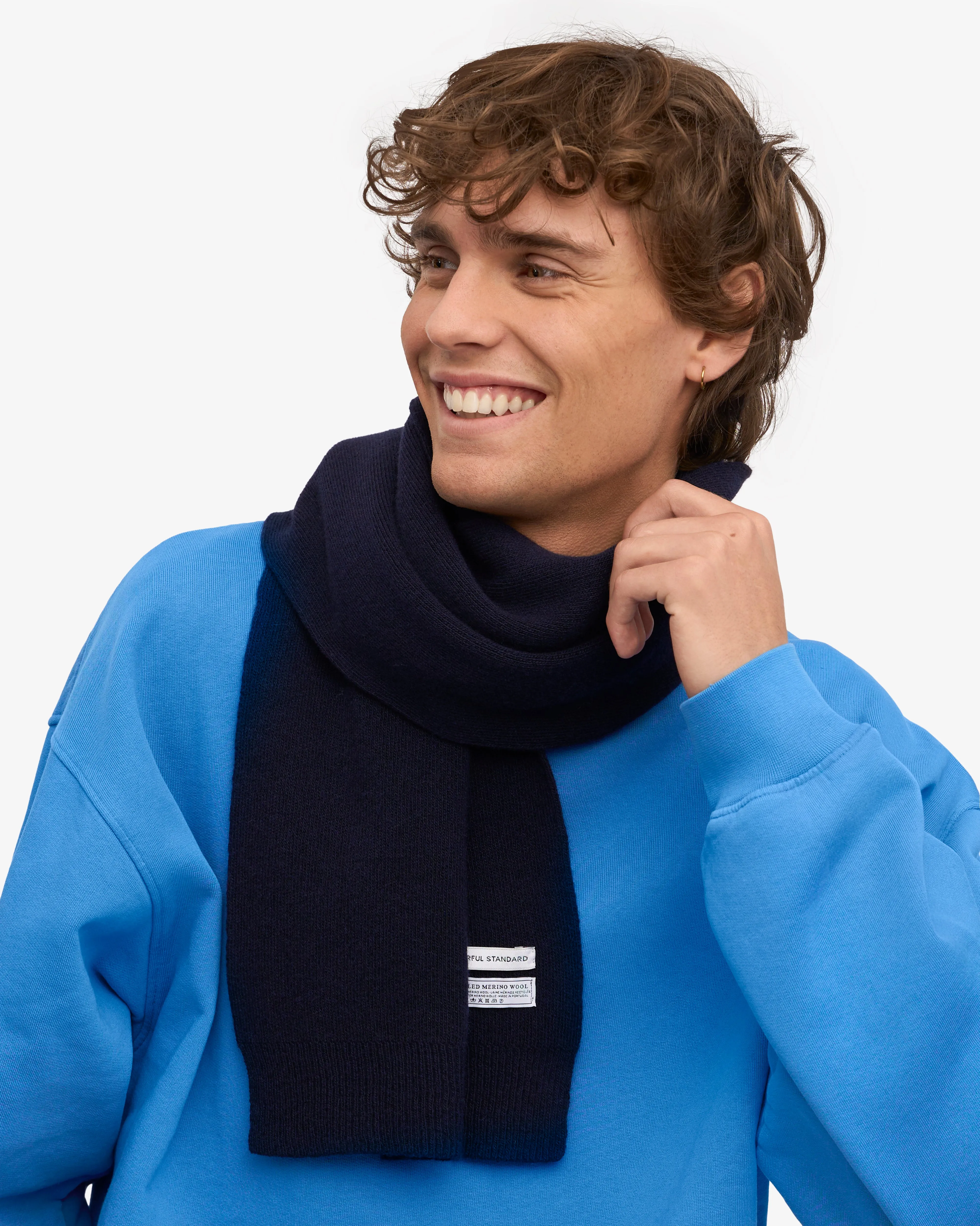 Merino Wool Scarf - Navy Blue