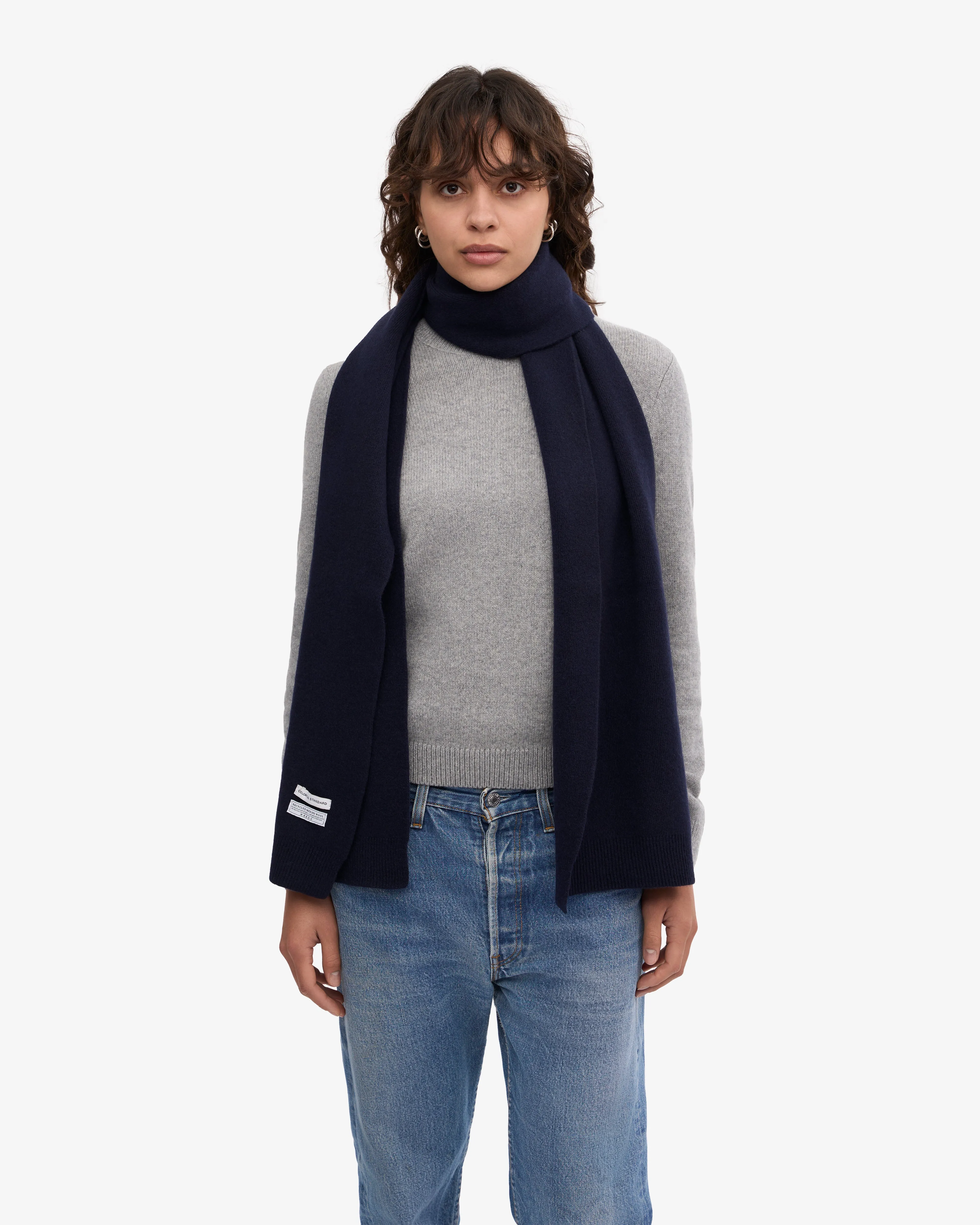 Merino Wool Scarf - Navy Blue