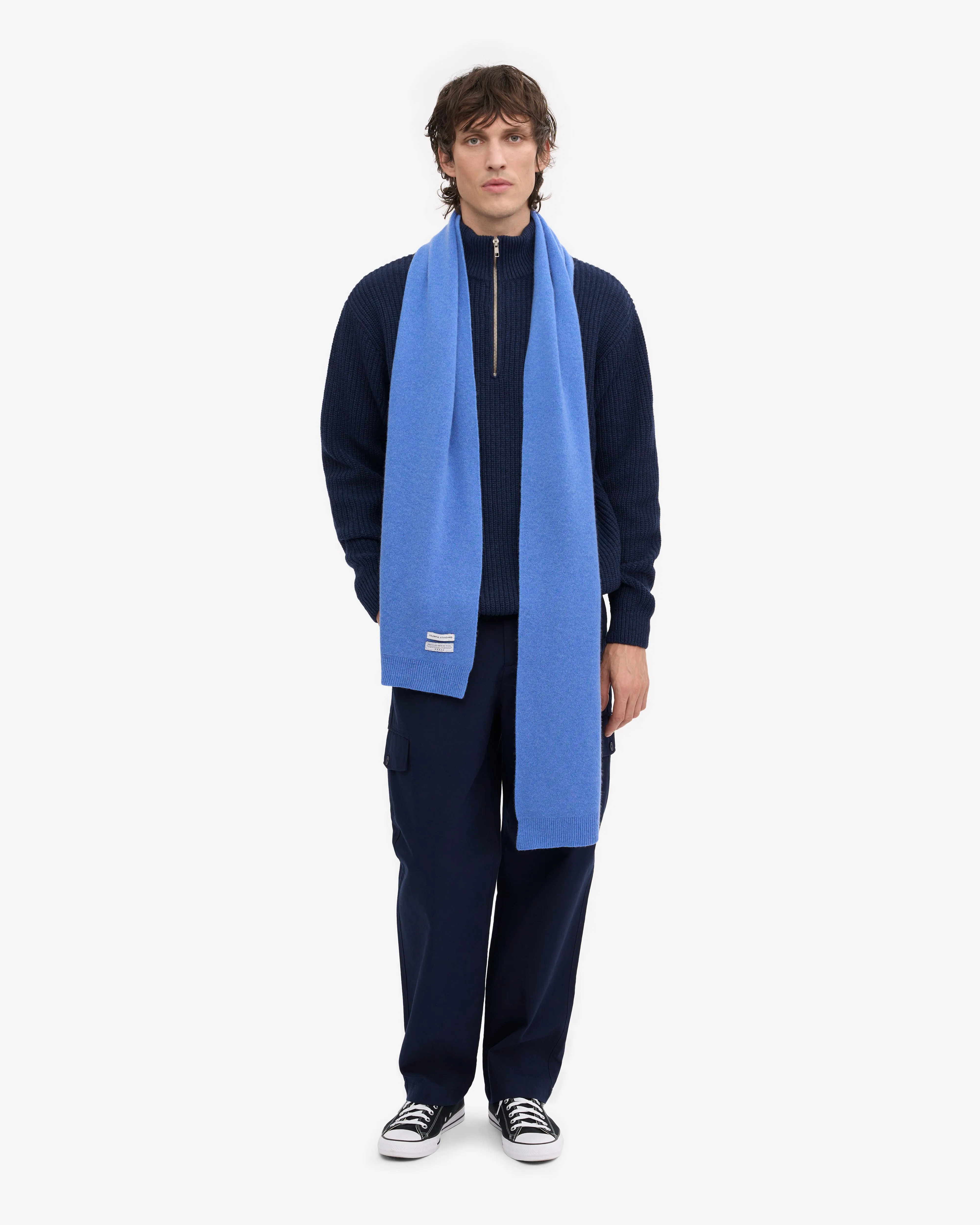 Merino Wool Scarf - Pacific Blue