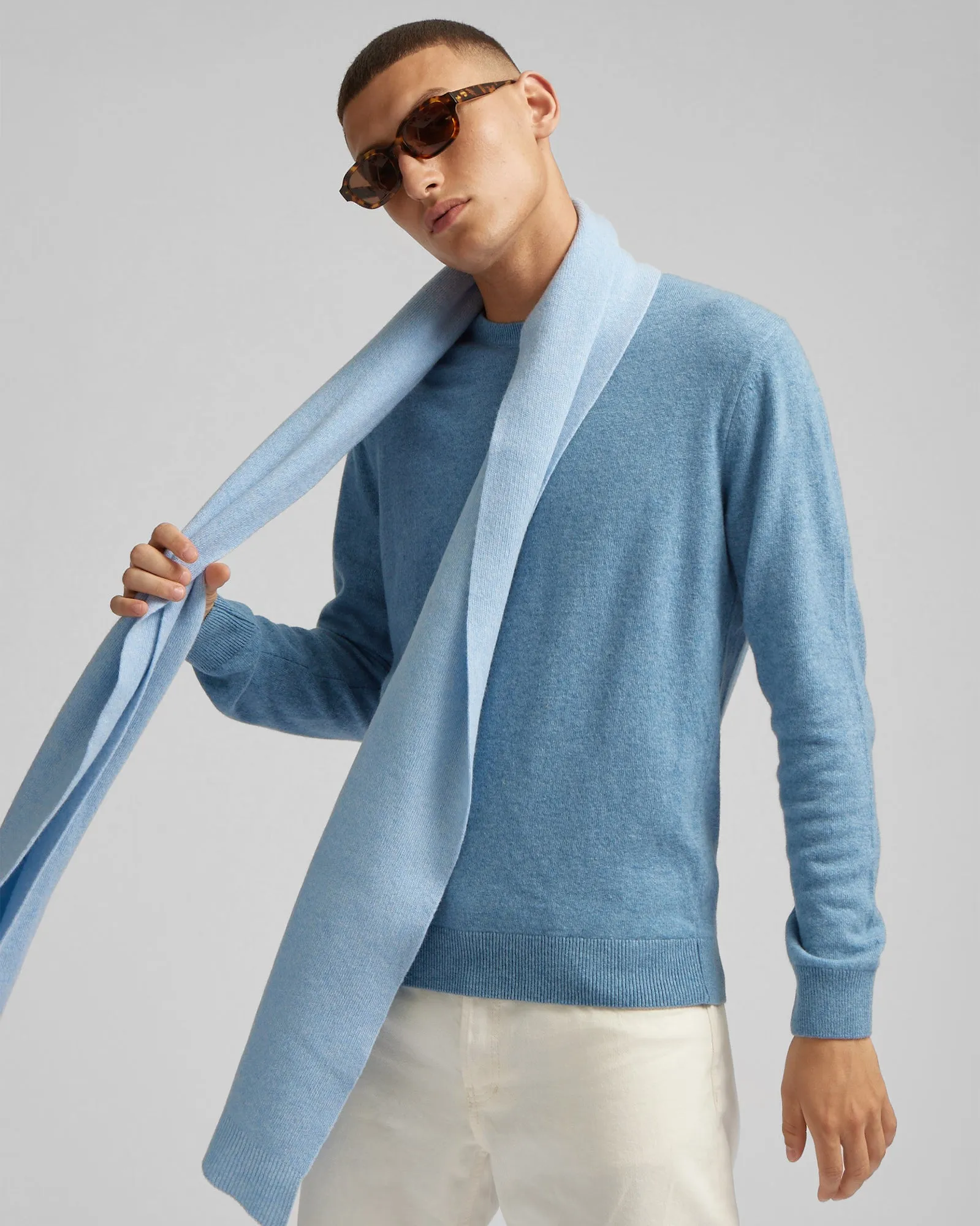 Merino Wool Scarf - Stone Blue