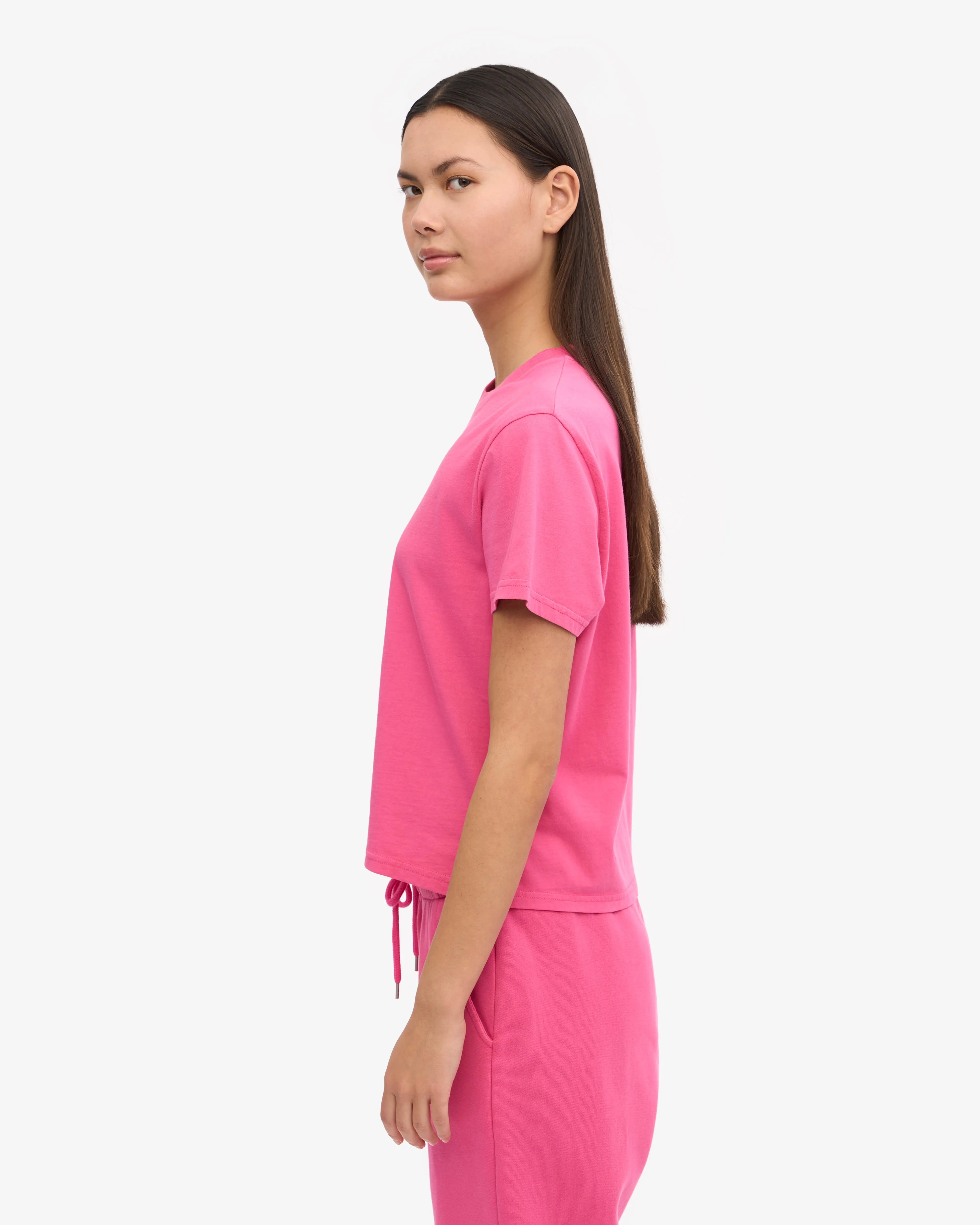 Organic Boxy Crop Tee - Bubblegum Pink