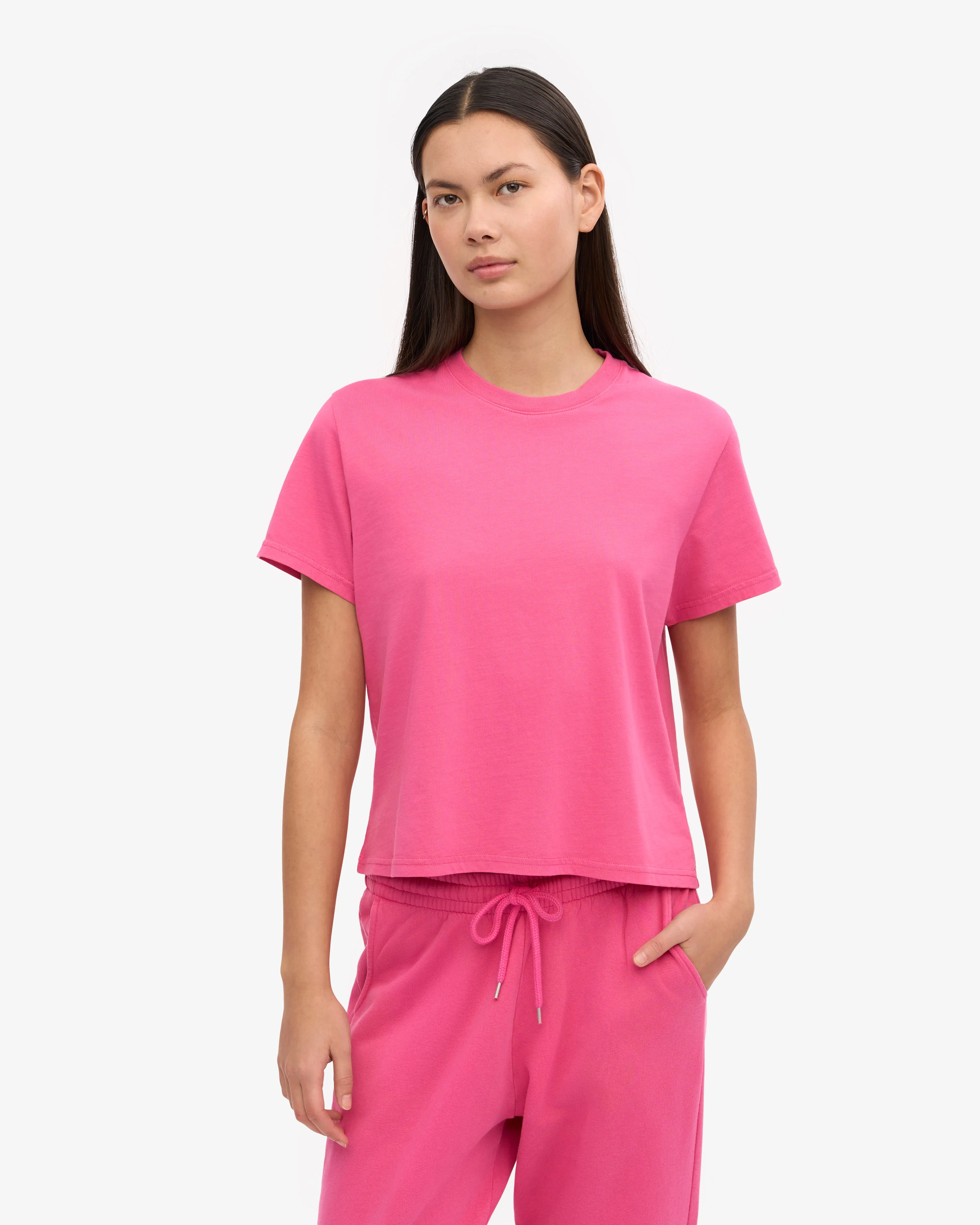 Organic Boxy Crop Tee - Bubblegum Pink