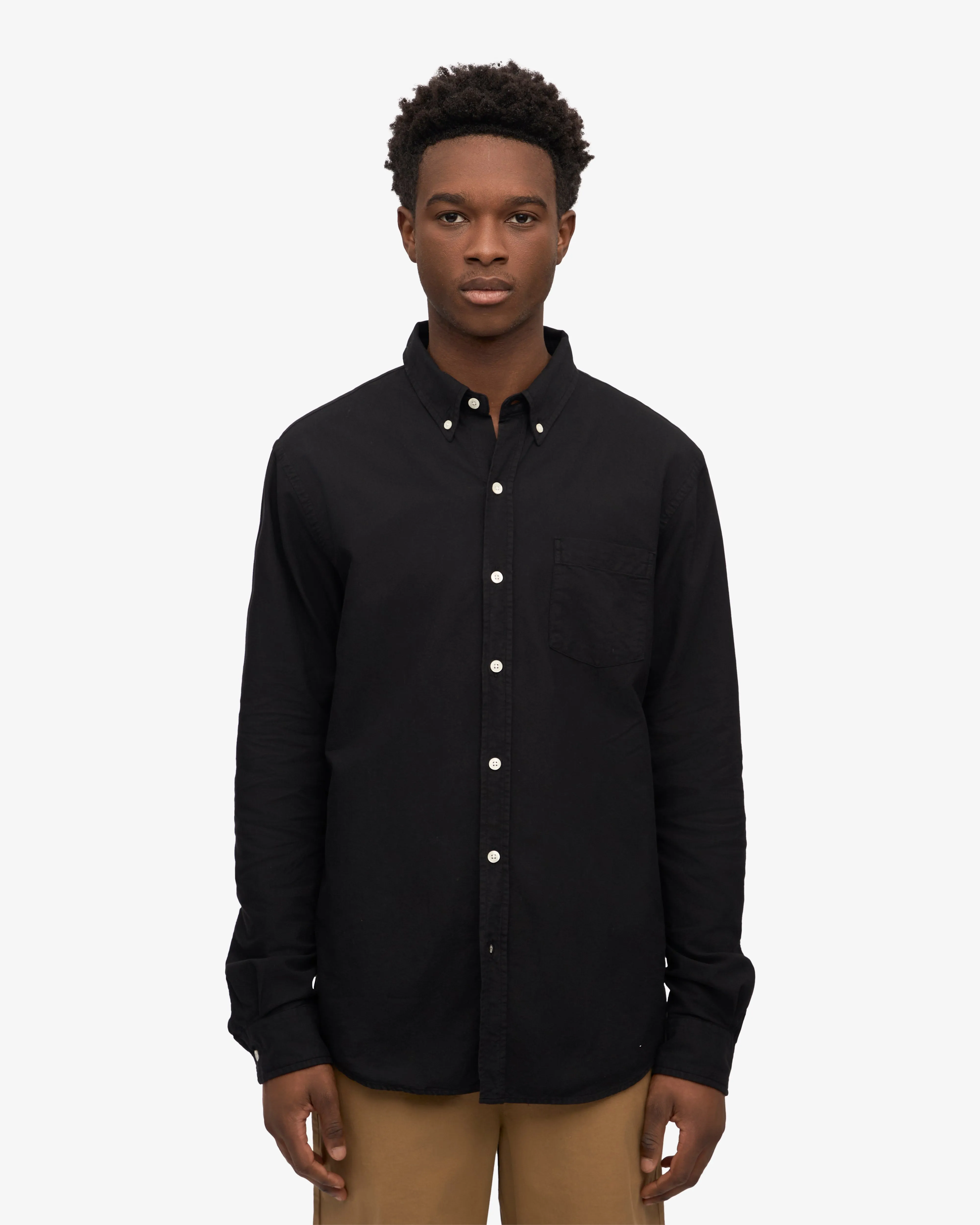 Organic Button Down Shirt - Deep Black