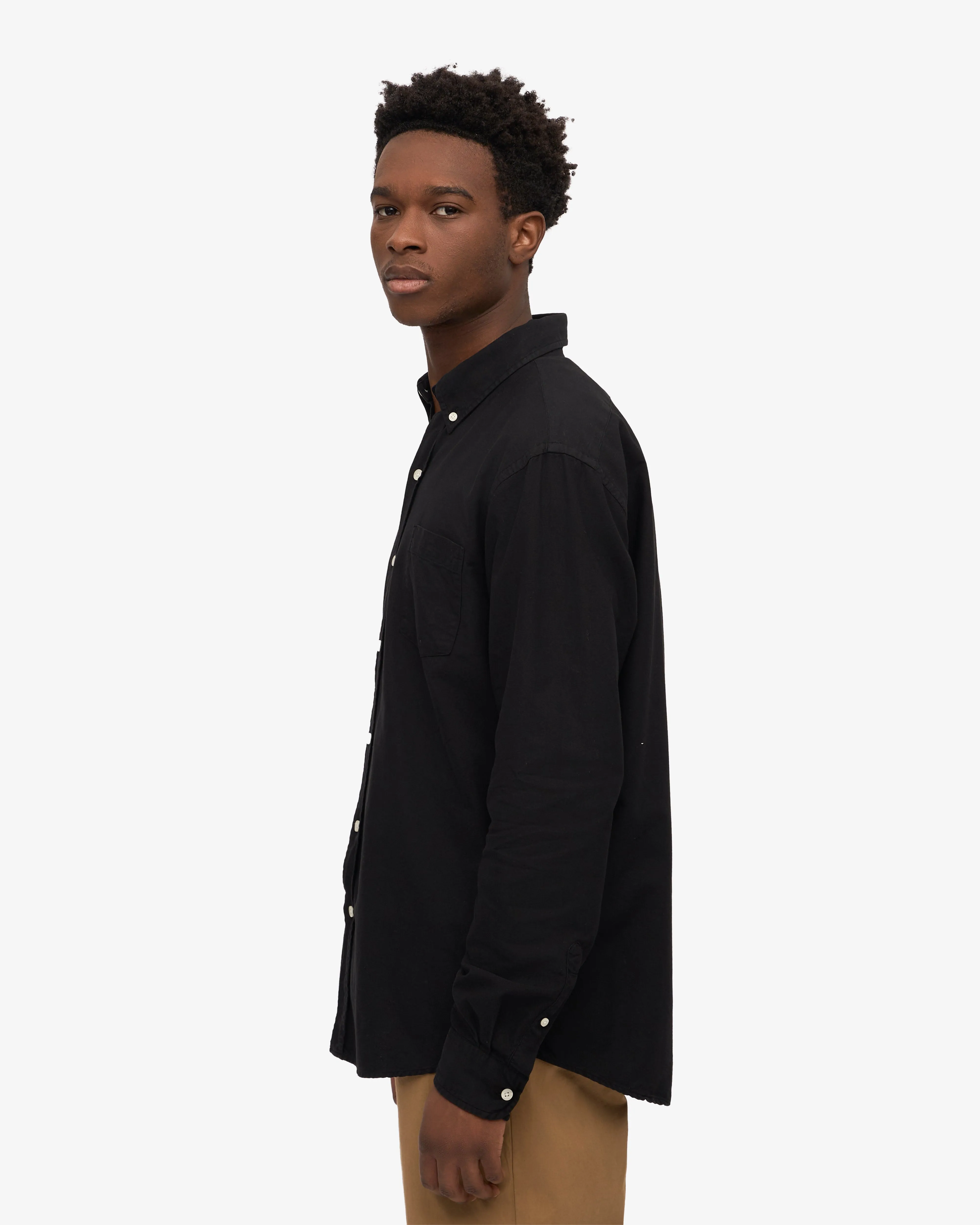 Organic Button Down Shirt - Deep Black