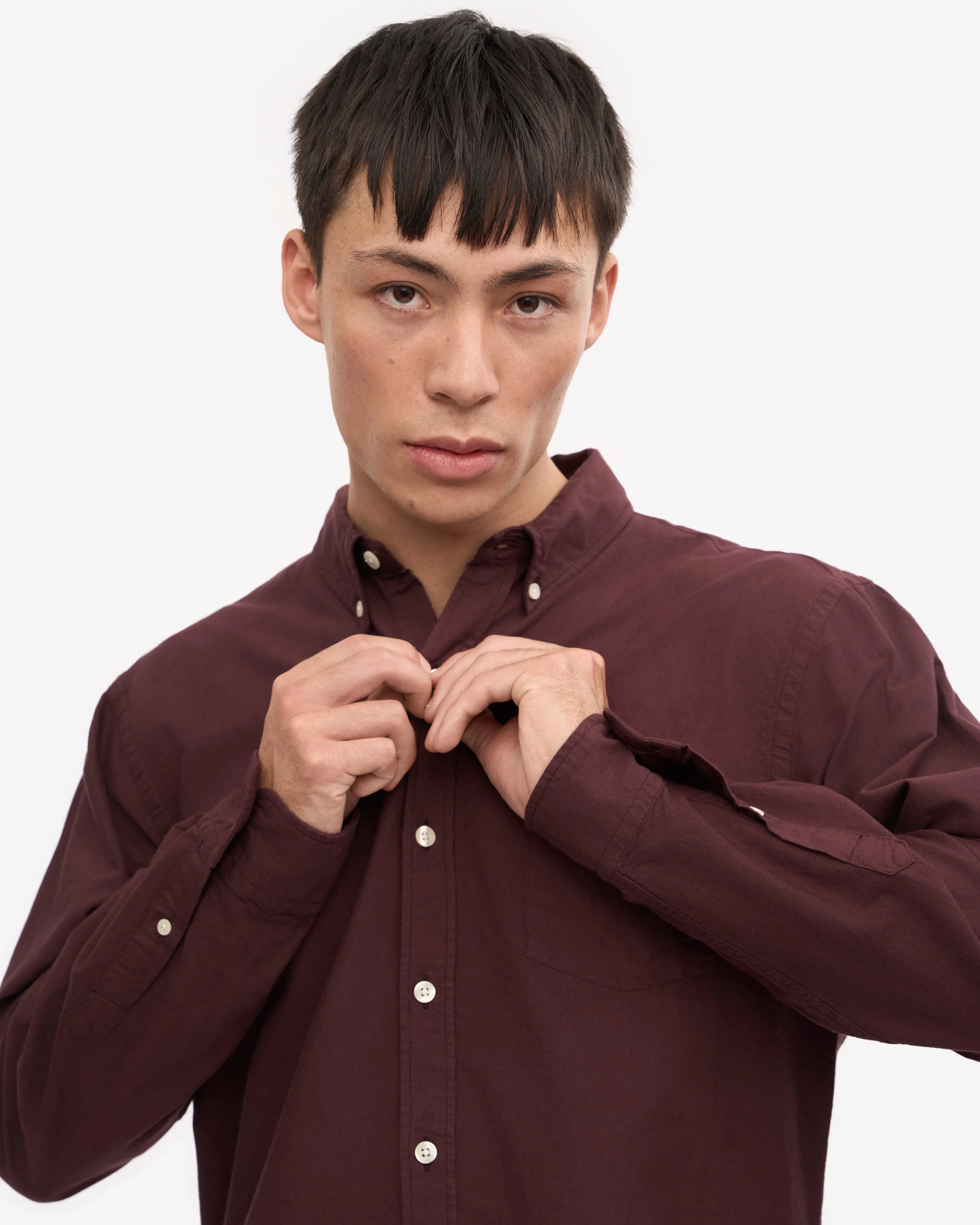 Organic Button Down Shirt - Oxblood Red