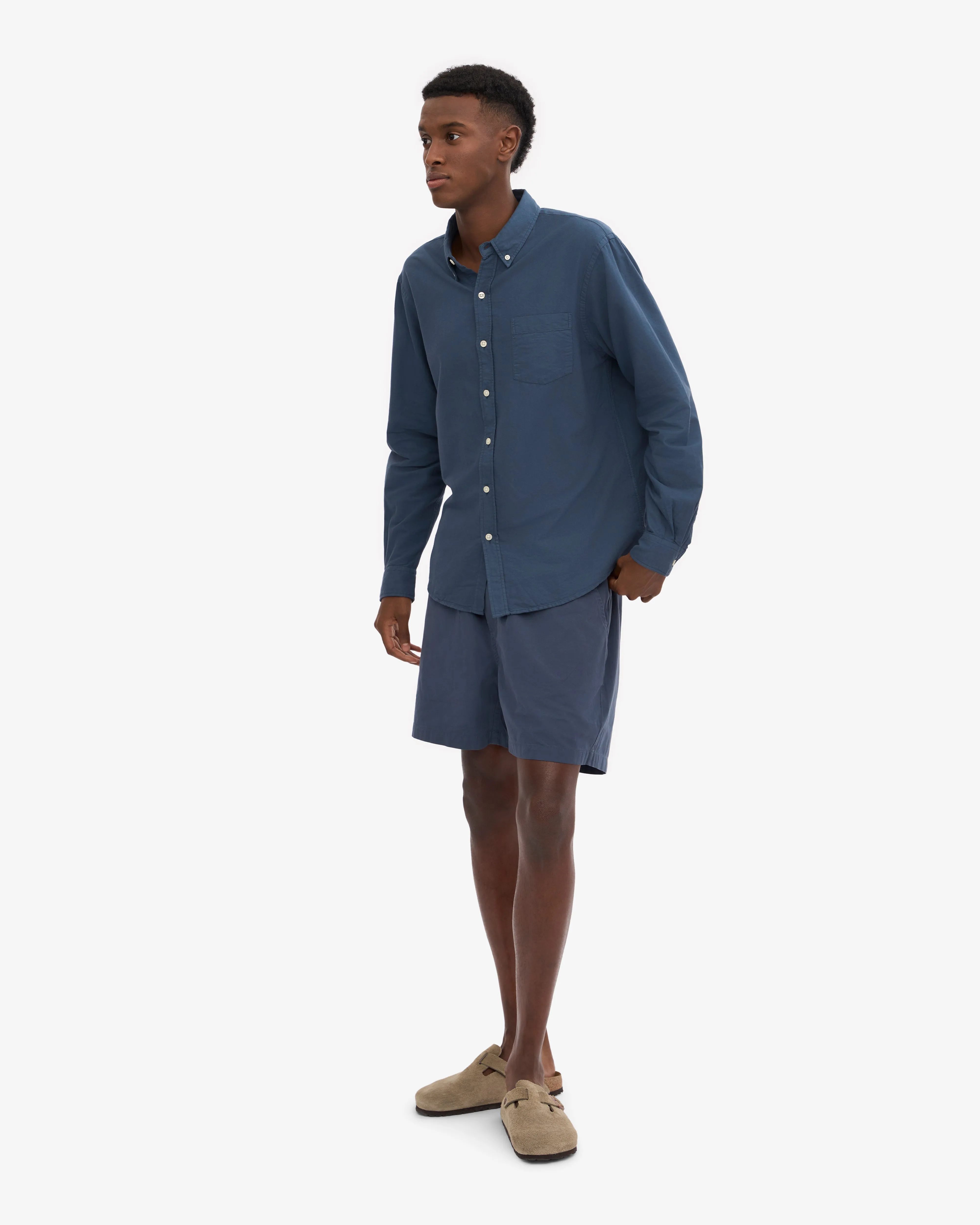 Organic Button Down Shirt - Petrol Blue