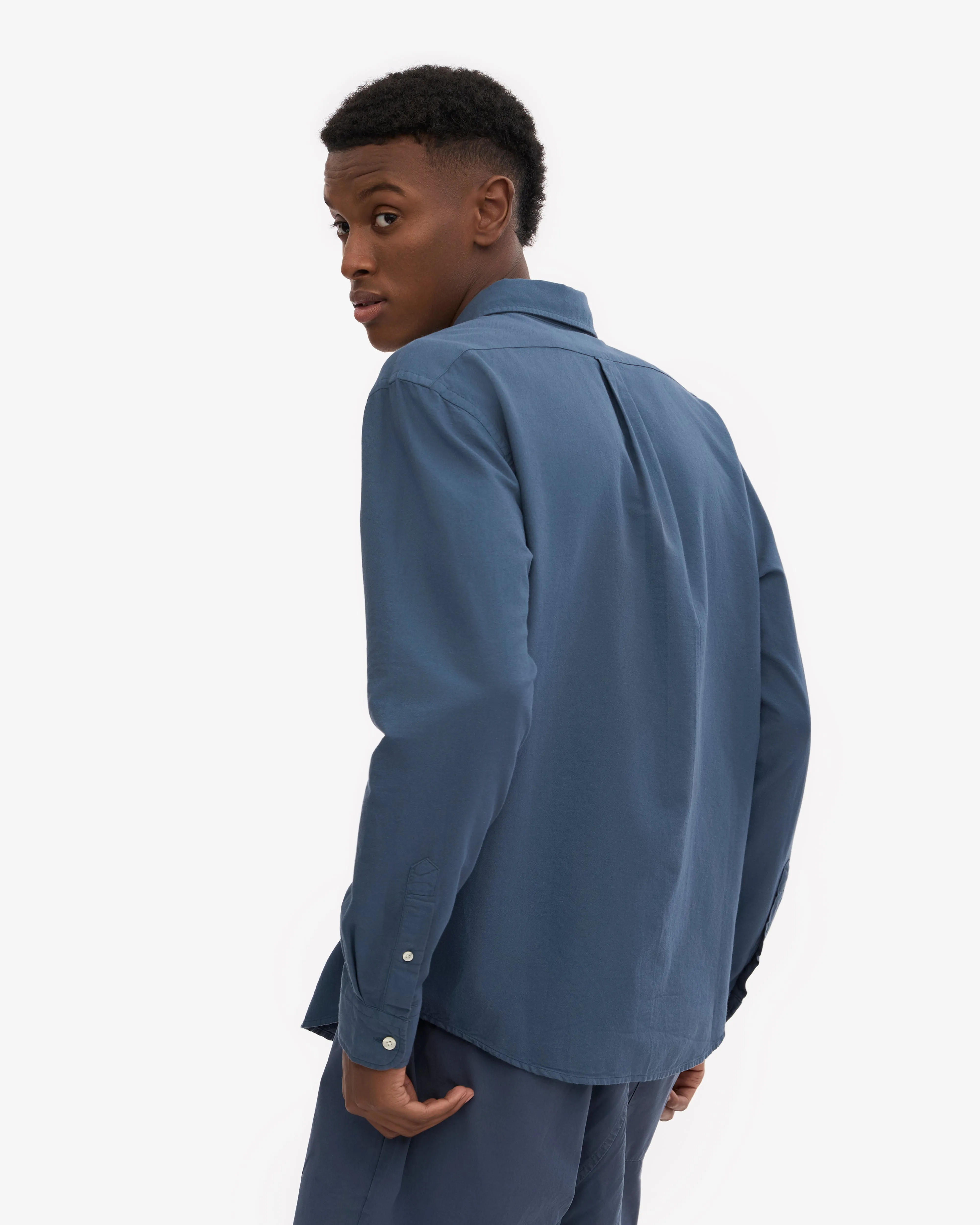Organic Button Down Shirt - Petrol Blue