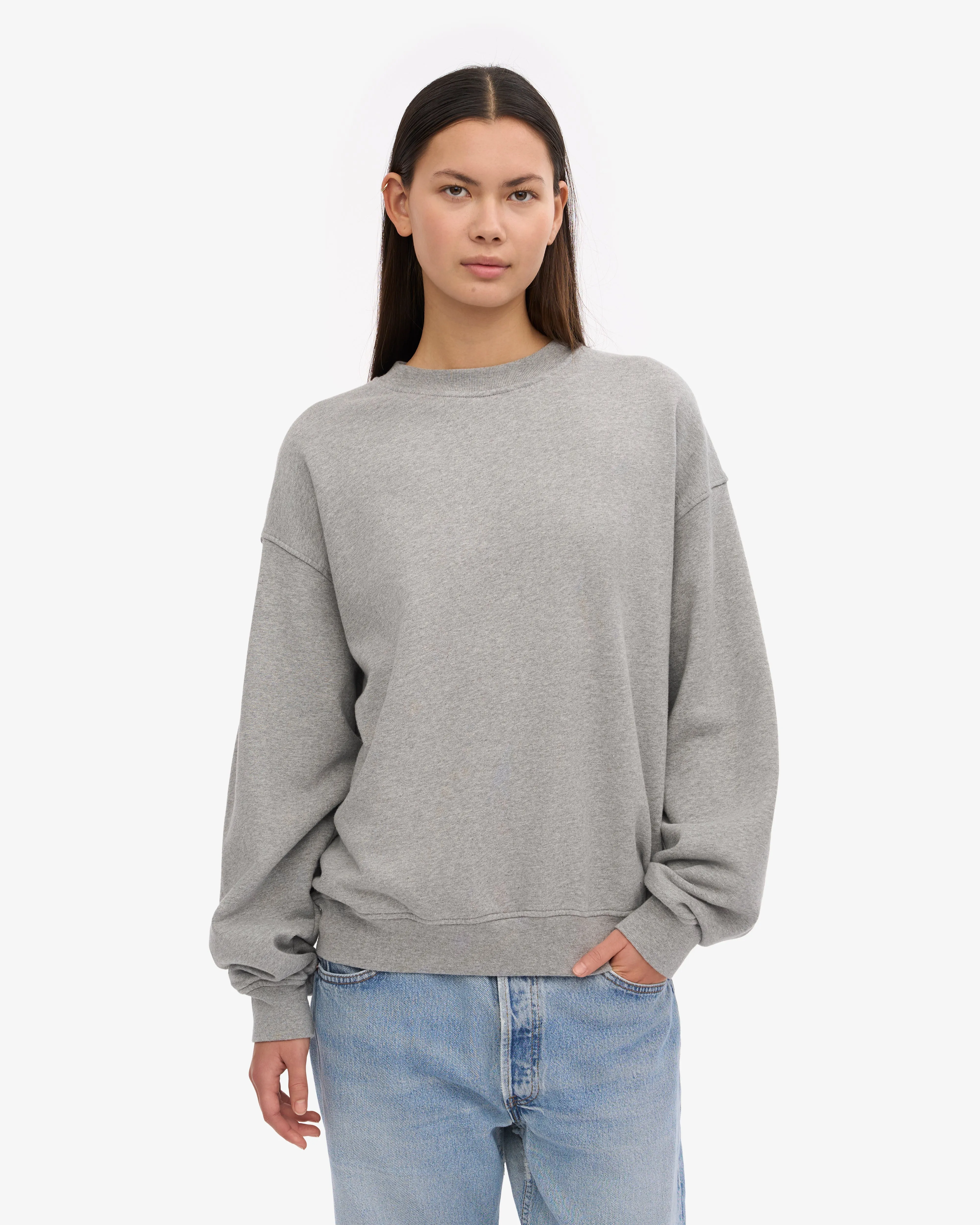 Organic Oversized Crew - Heather Grey
