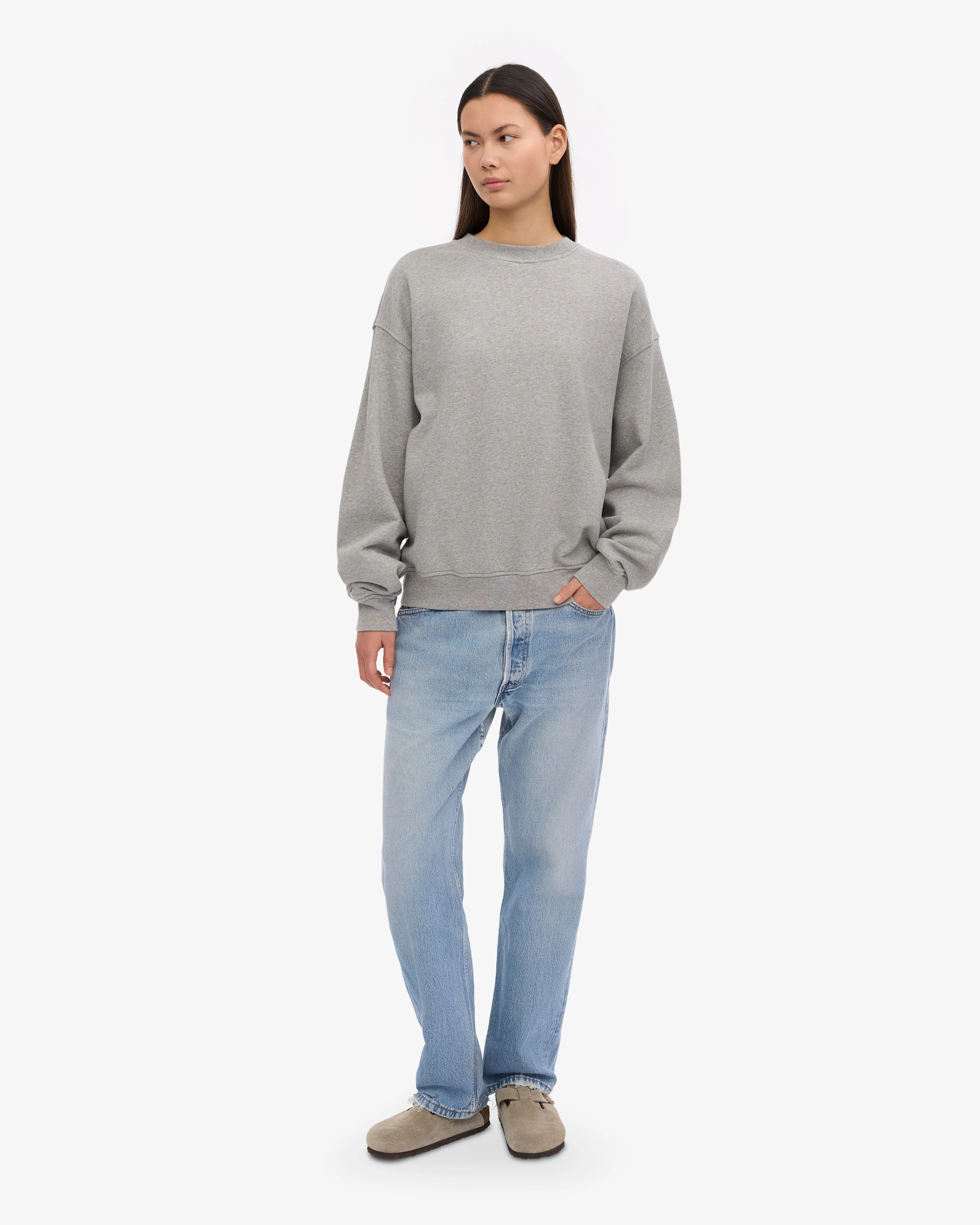 Organic Oversized Crew - Heather Grey