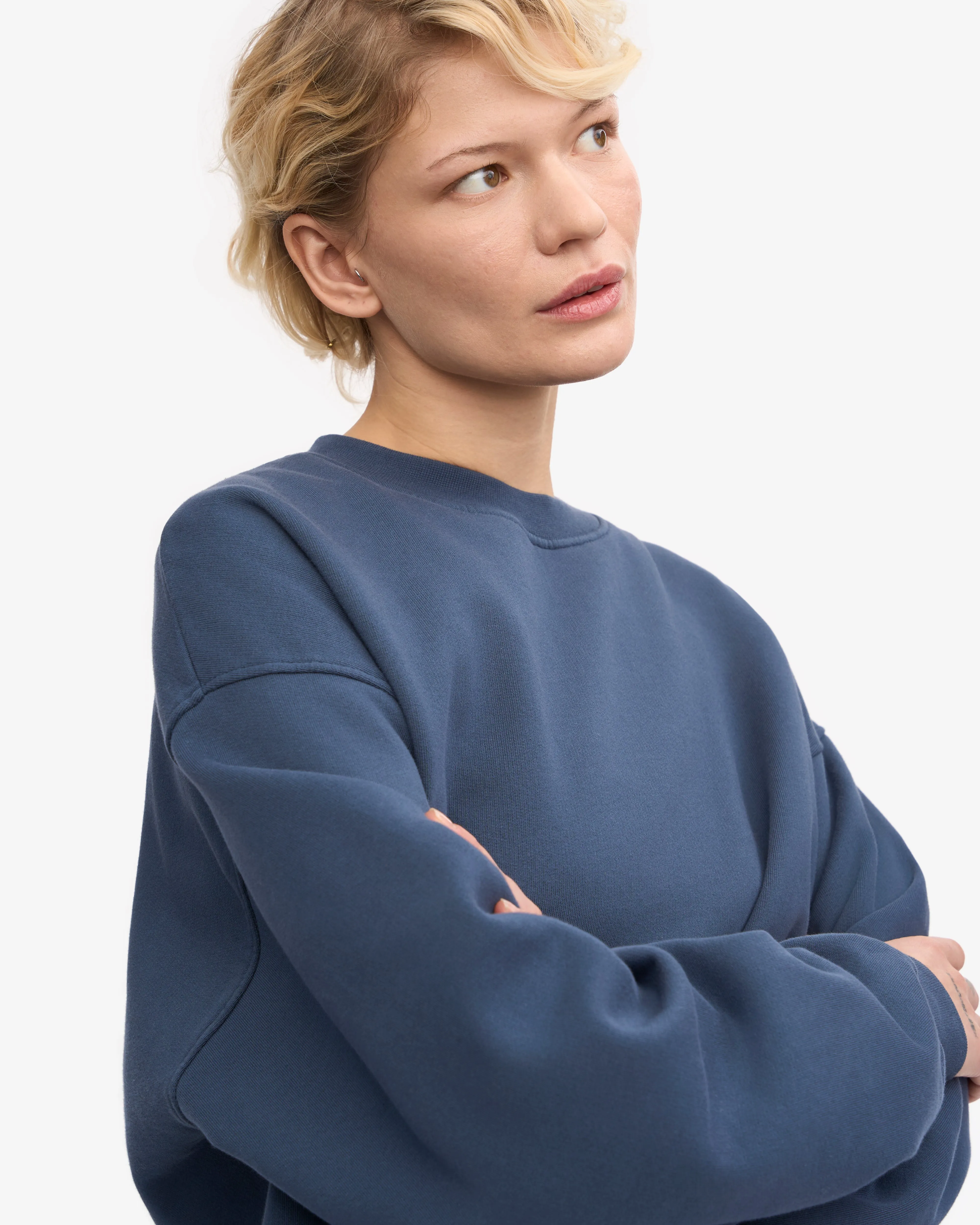 Organic Oversized Crew - Petrol Blue