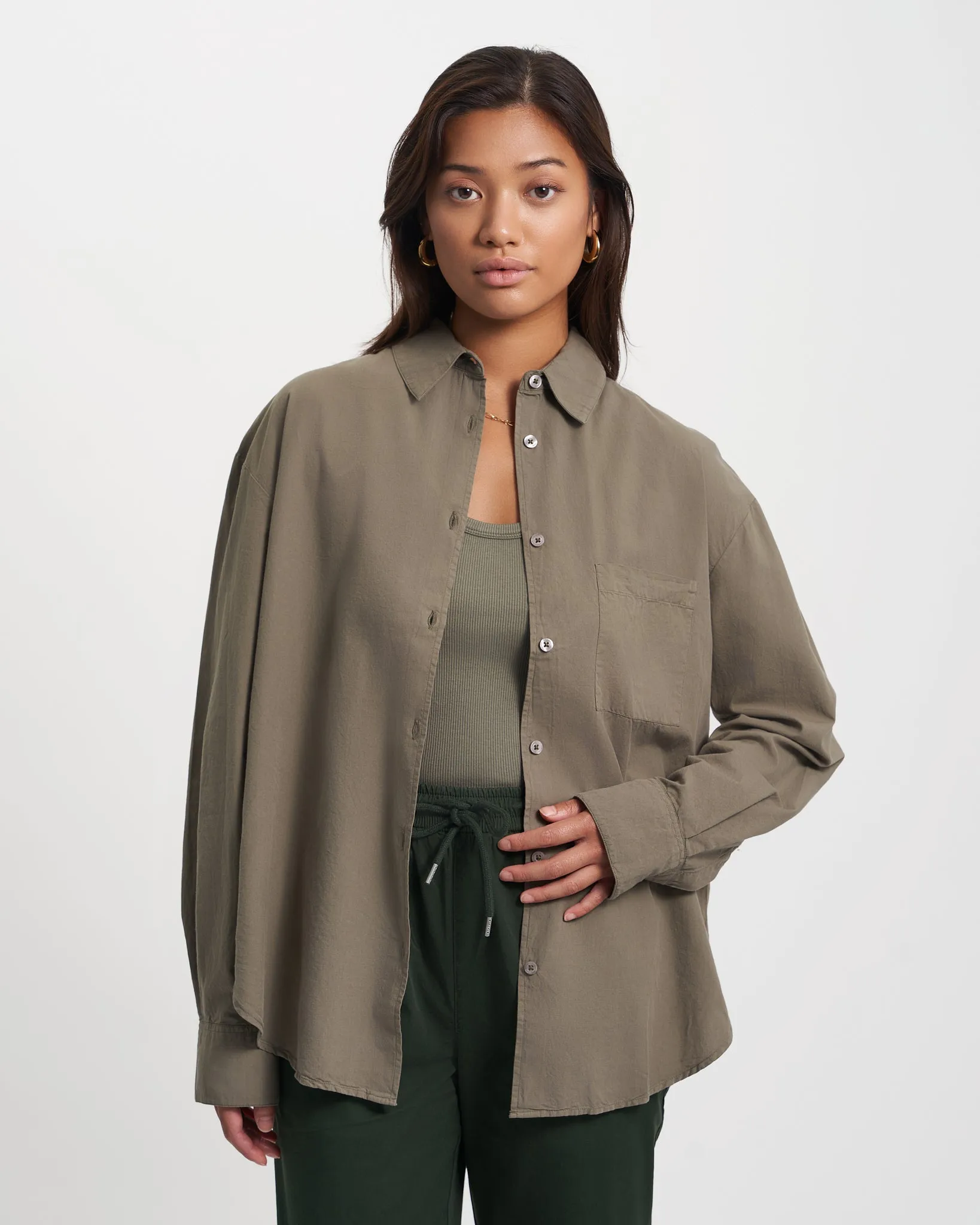 Organic Oversized Shirt - Ocean Green