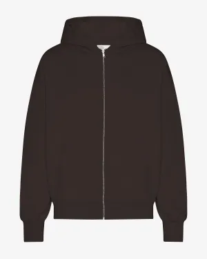 Organic Oversized Zip Hood - Coffee Brown