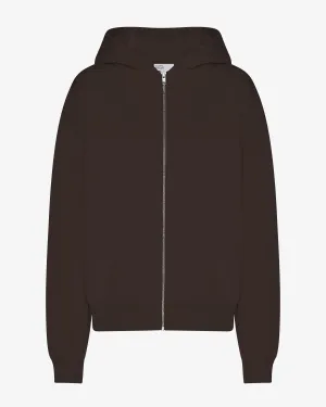 Organic Oversized Zip Hood - Coffee Brown