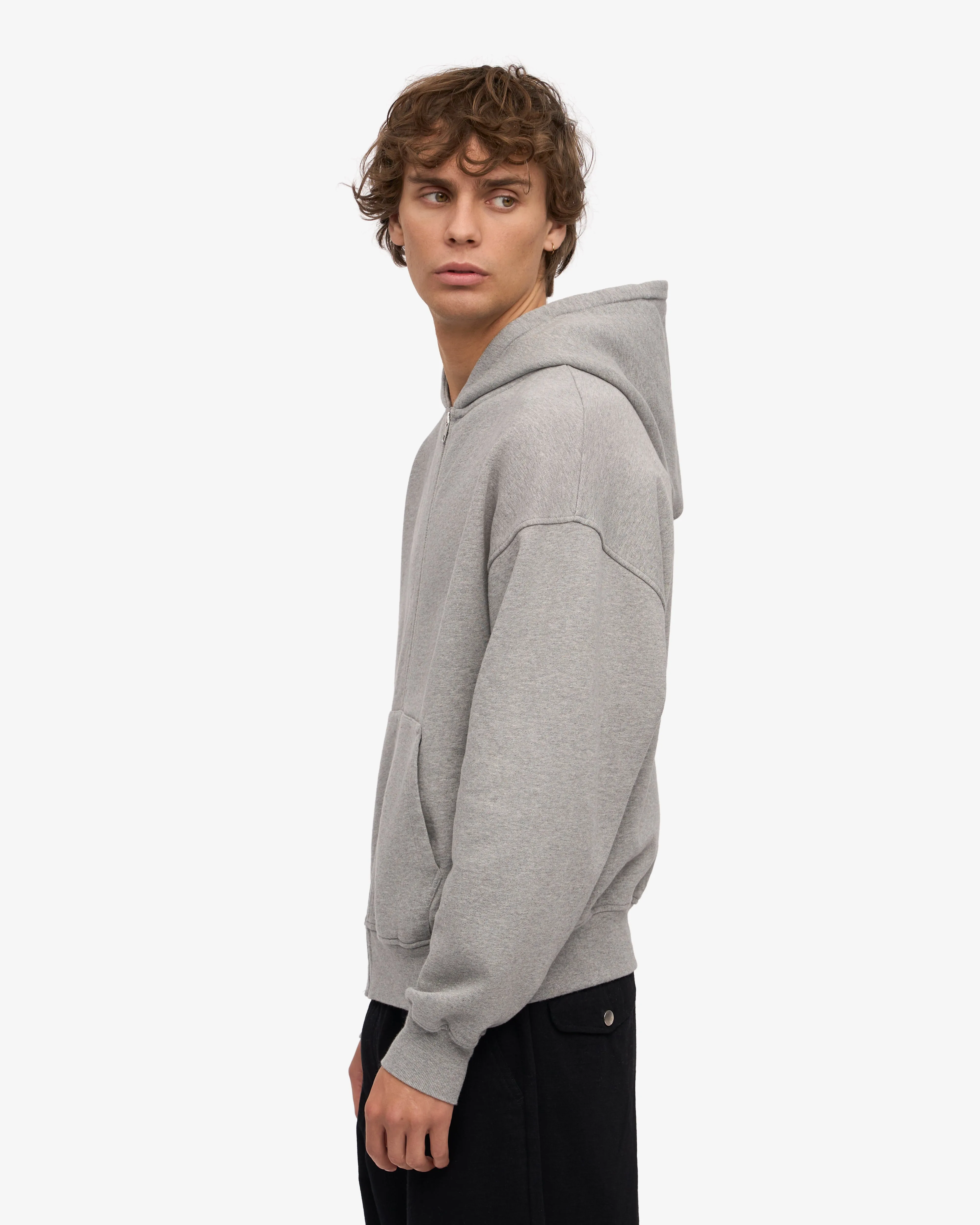 Organic Oversized Zip Hood - Deep Black