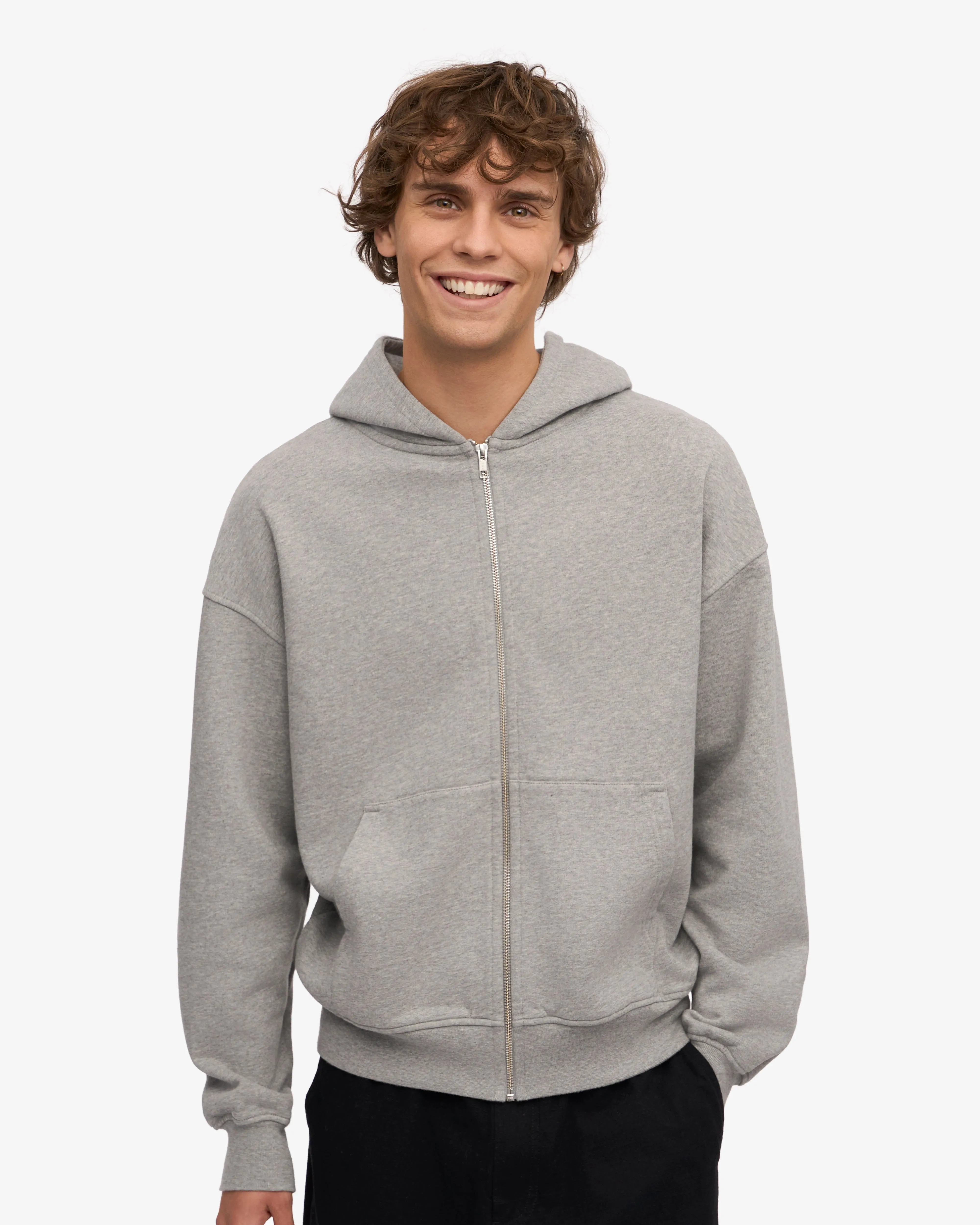 Organic Oversized Zip Hood - Deep Black