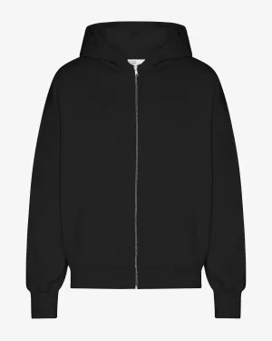 Organic Oversized Zip Hood - Deep Black