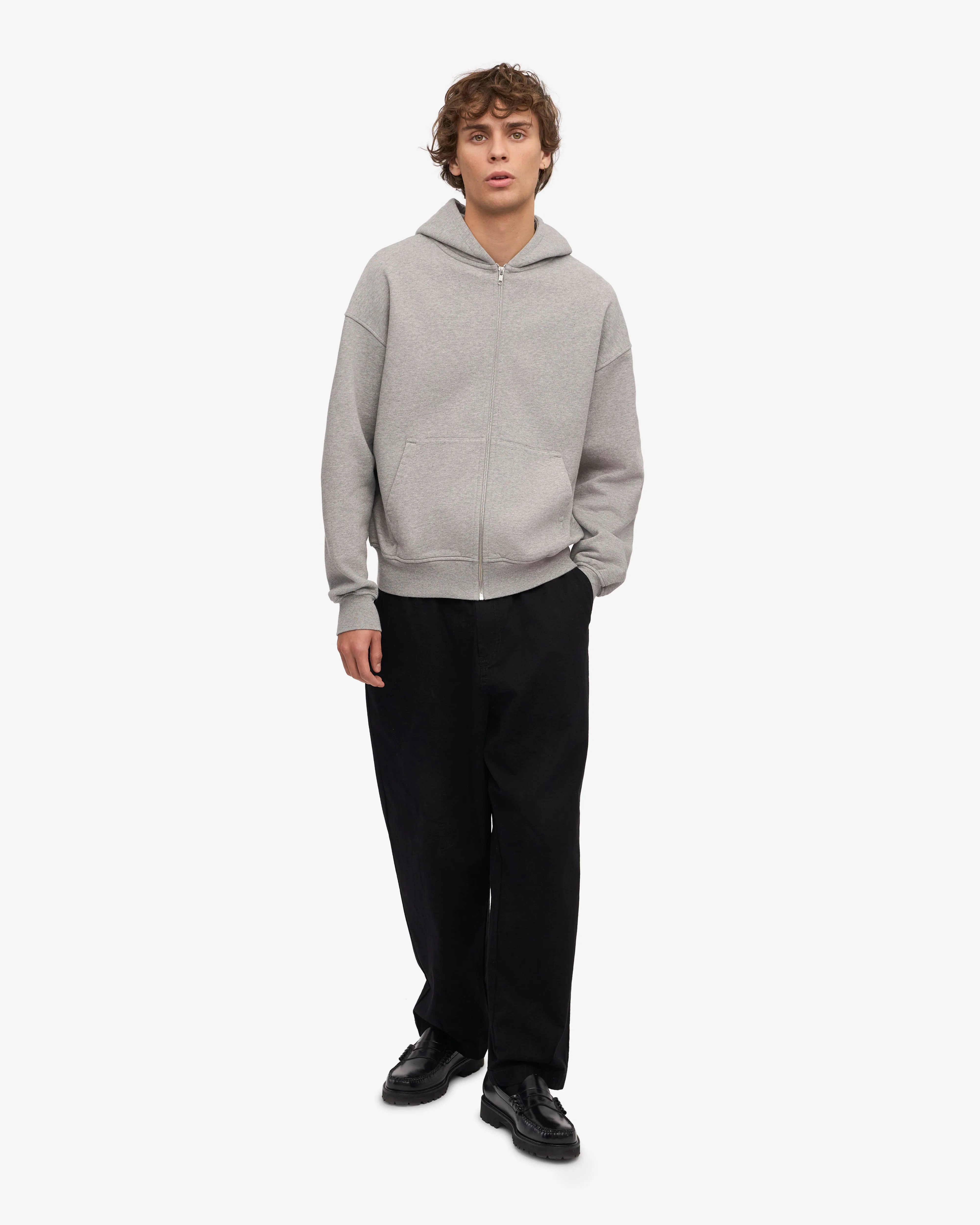 Organic Oversized Zip Hood - Deep Black