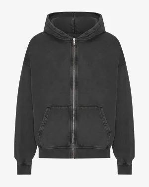 Organic Oversized Zip Hood - Faded Black