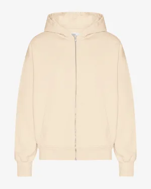 Organic Oversized Zip Hood - Ivory White