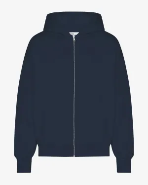 Organic Oversized Zip Hood - Navy Blue