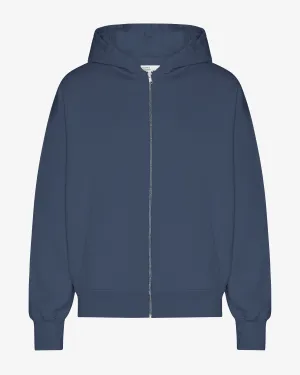 Organic Oversized Zip Hood - Petrol Blue