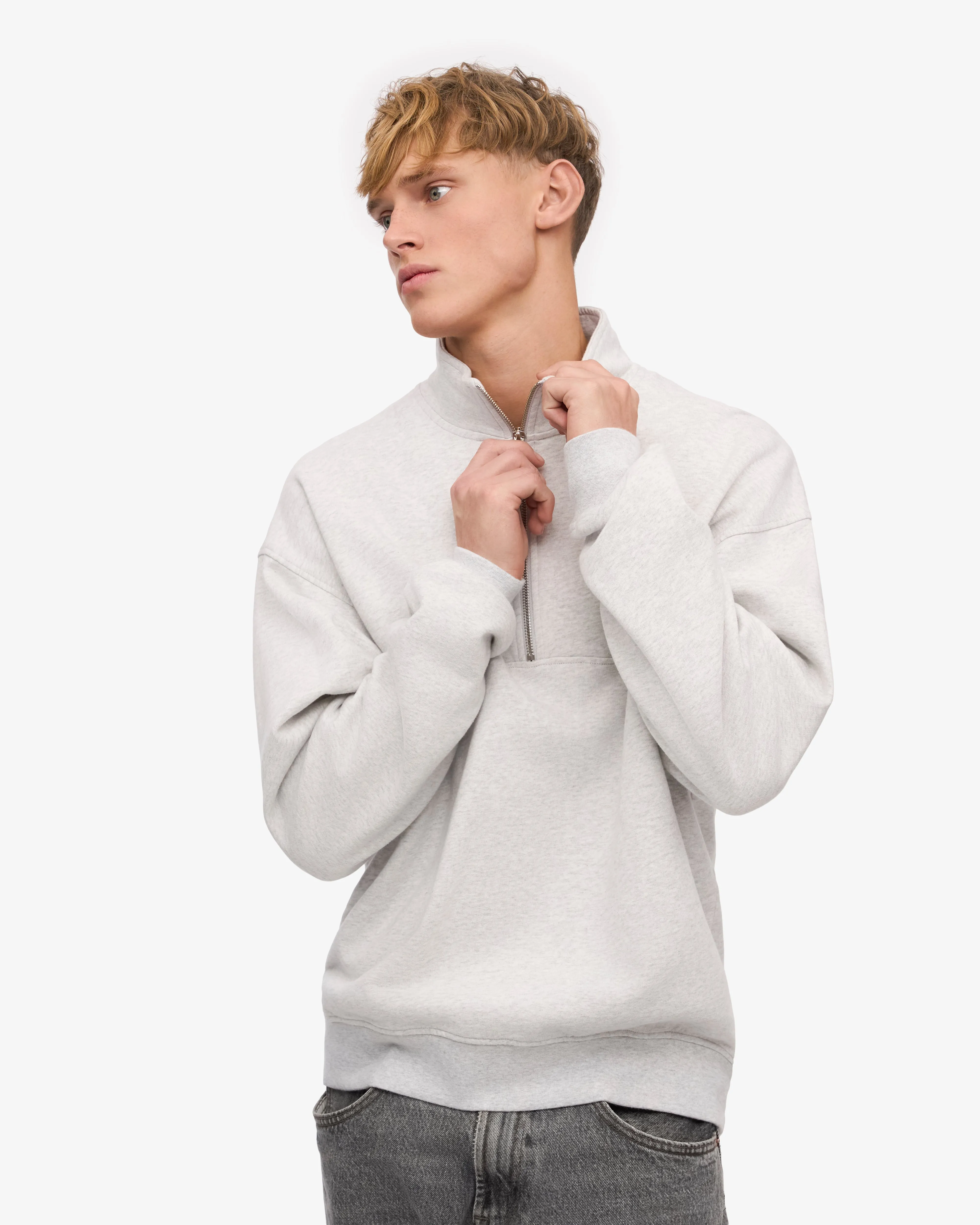 Organic Quarter Zip - Snow Melange