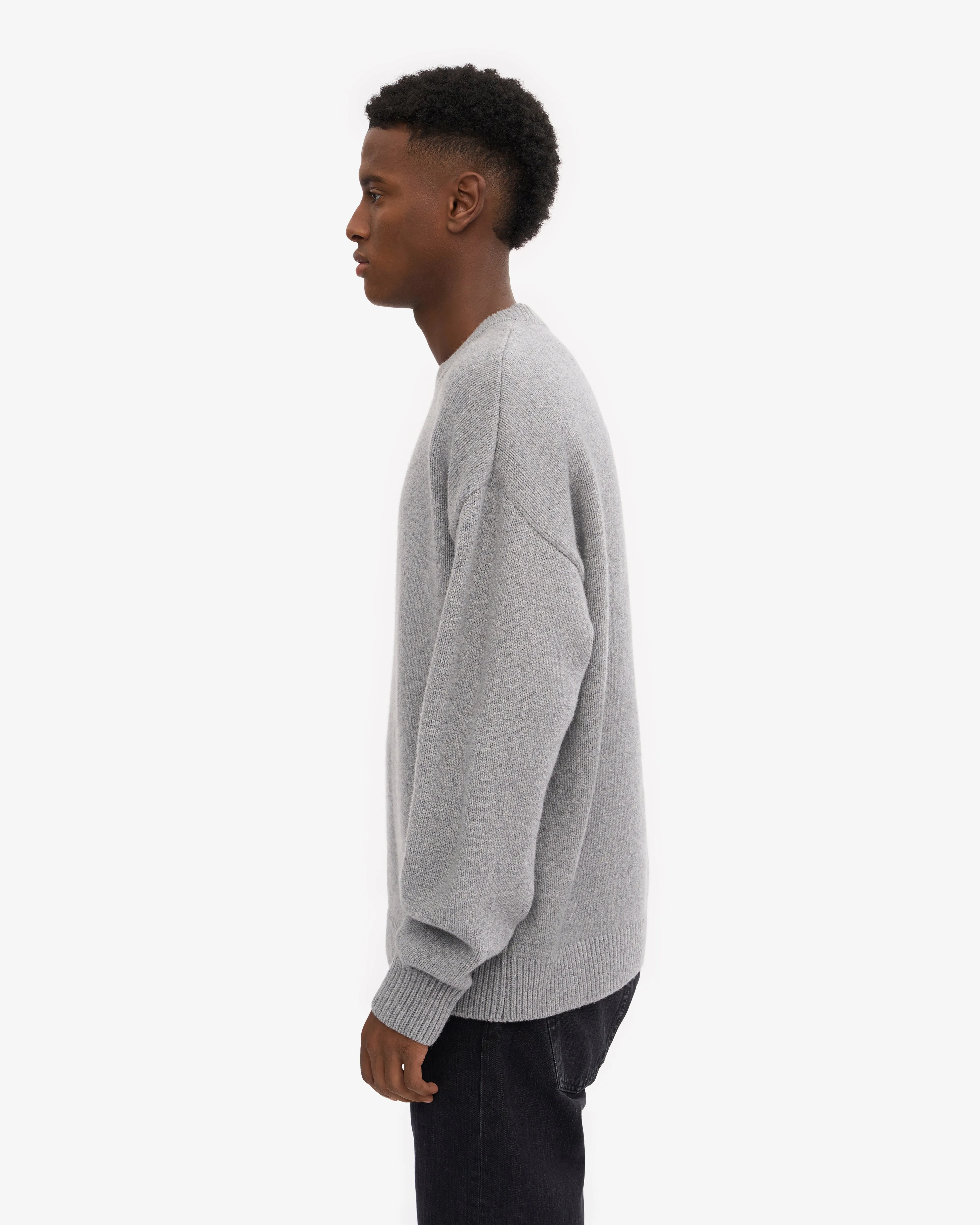 Oversized Merino Wool Crew - Heather Grey