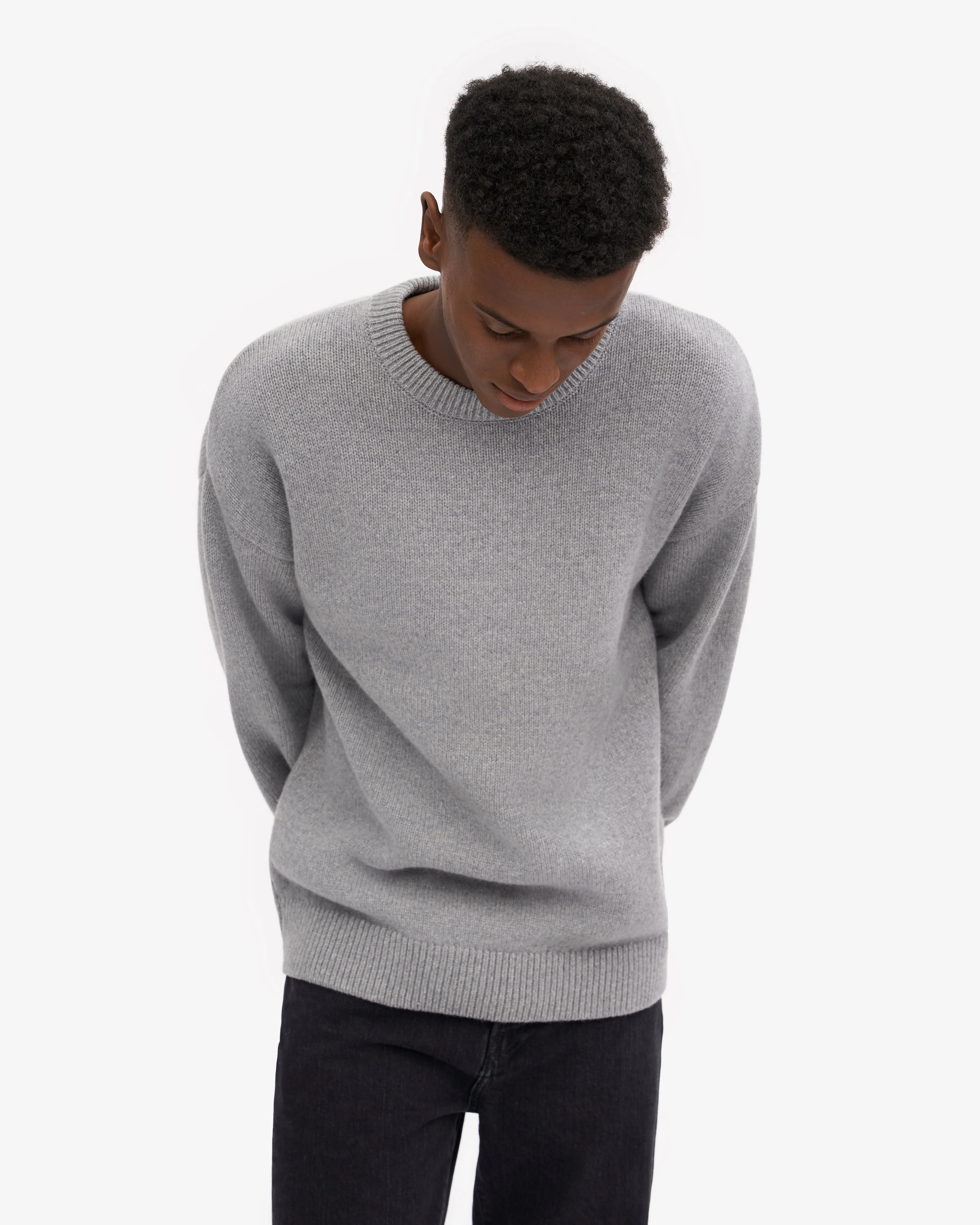 Oversized Merino Wool Crew - Heather Grey
