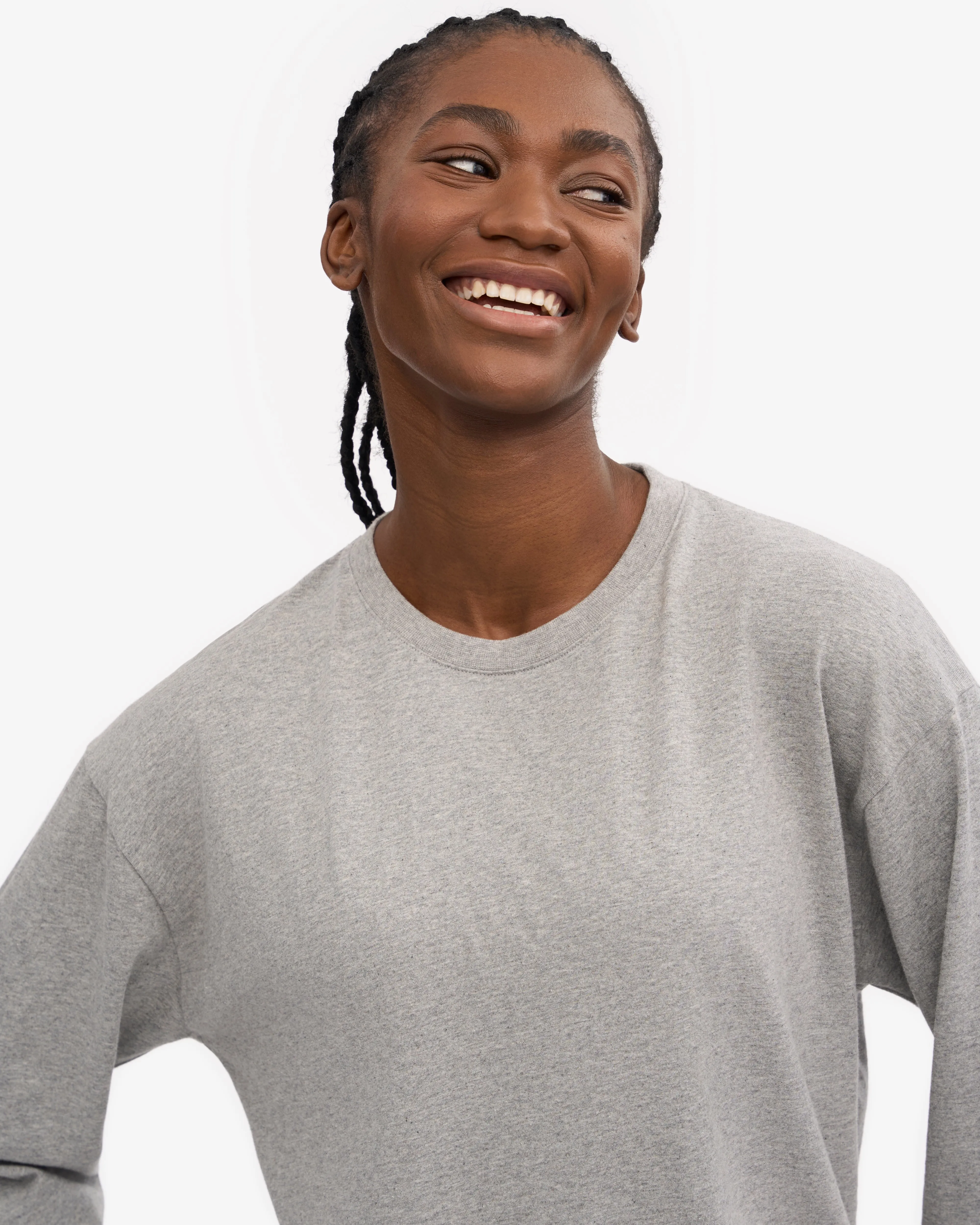 Oversized Organic LS T-Shirt - Heather Grey