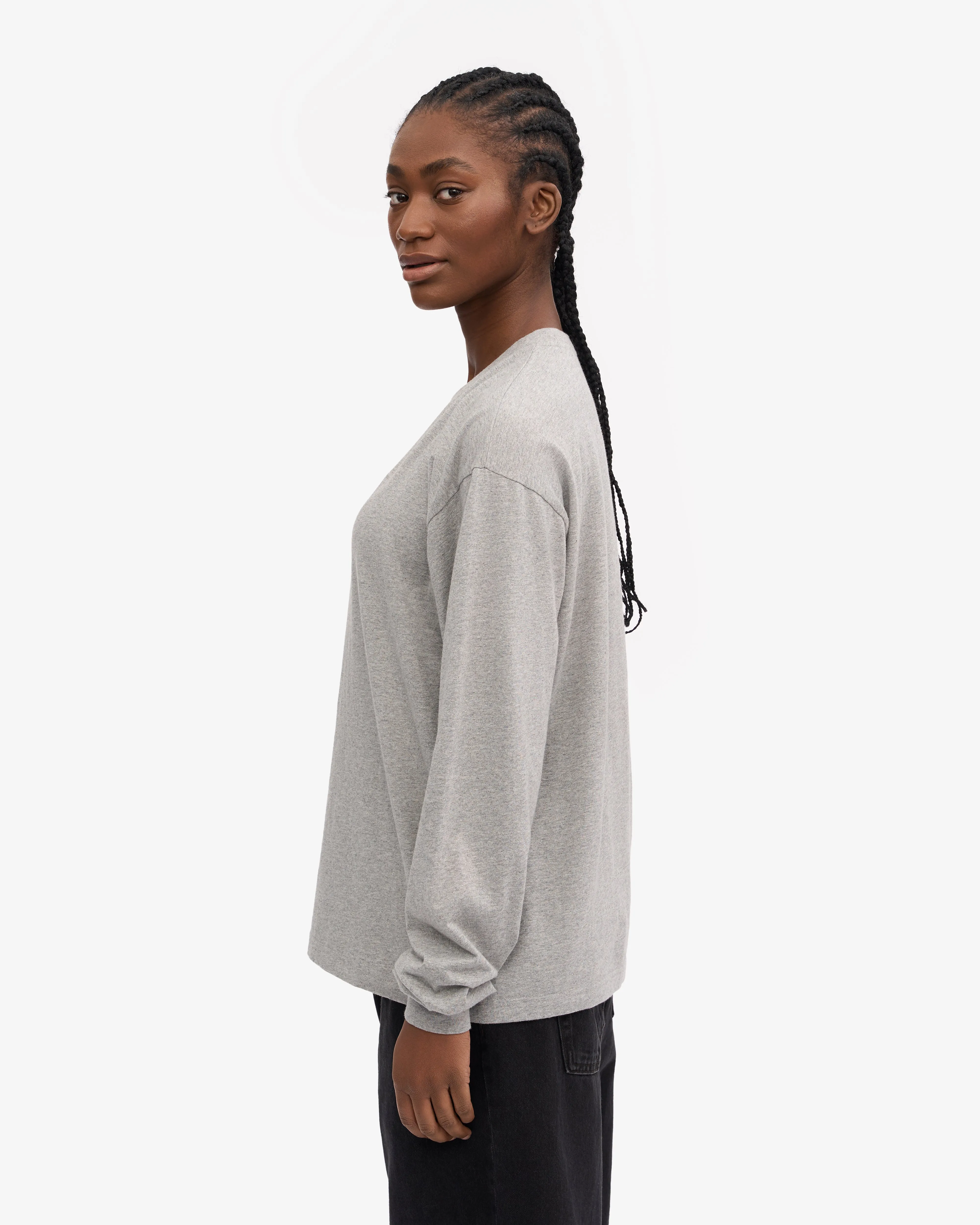 Oversized Organic LS T-Shirt - Heather Grey