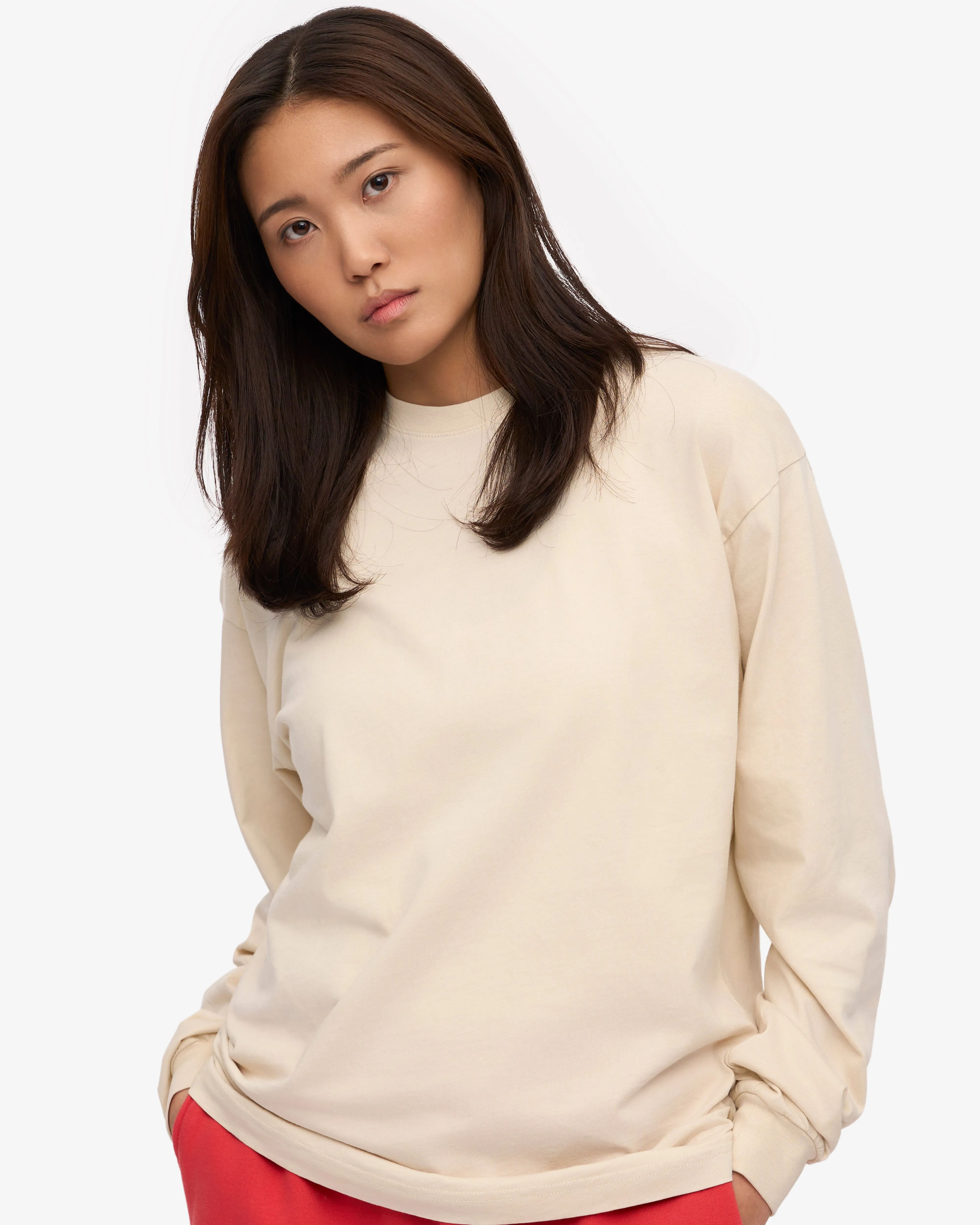 Oversized Organic LS T-Shirt - Ivory White