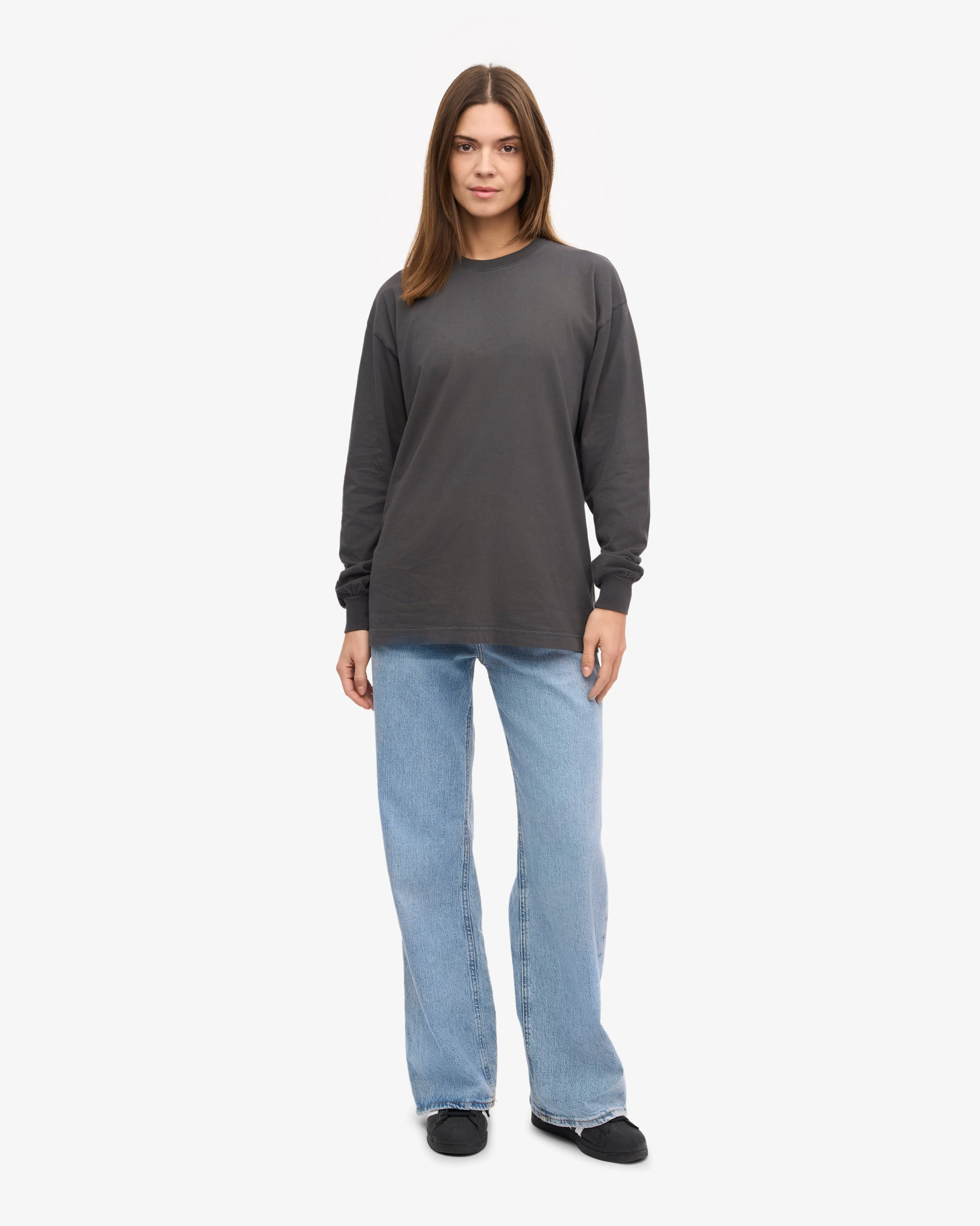 Oversized Organic LS T-Shirt - Lava Grey