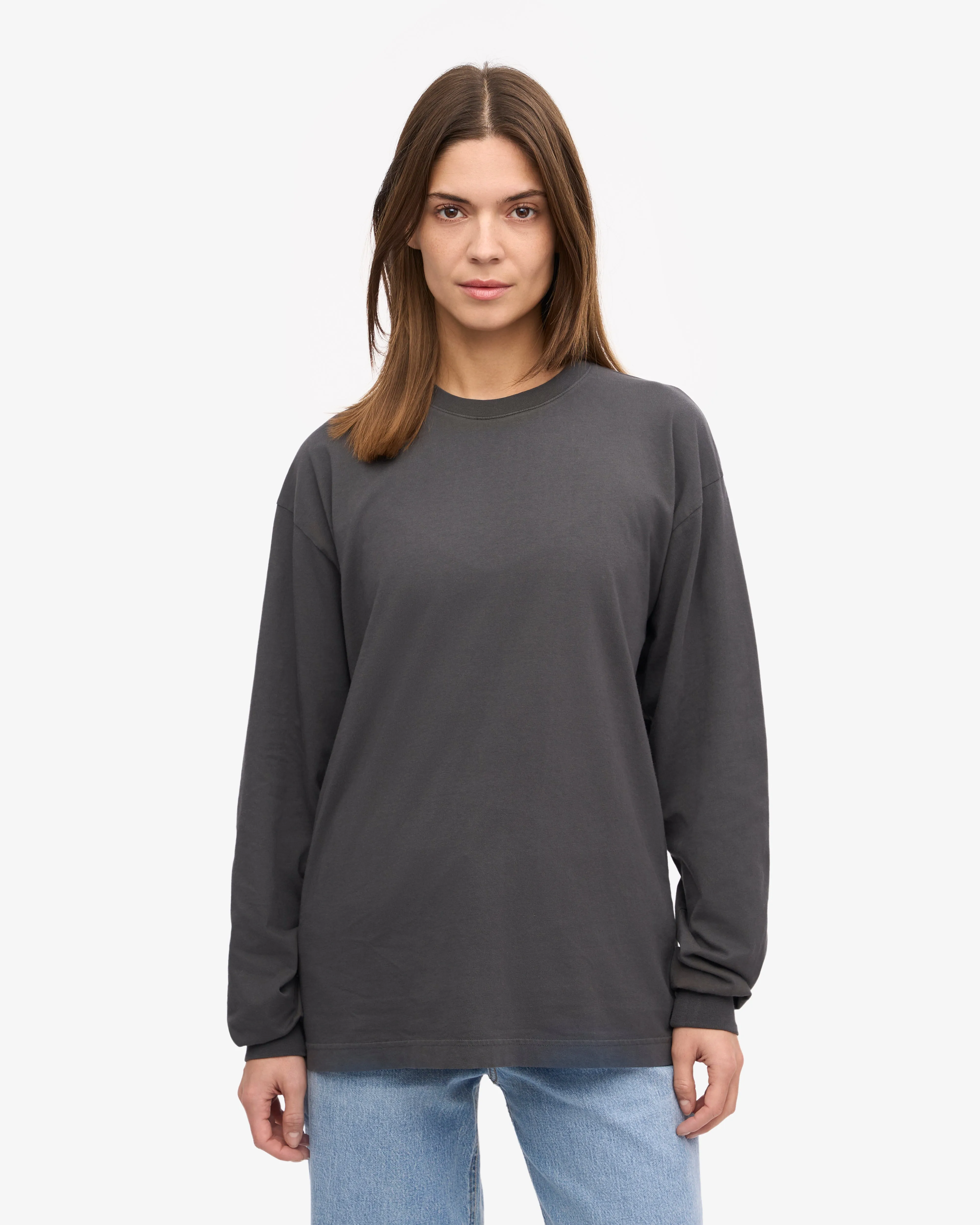 Oversized Organic LS T-Shirt - Lava Grey