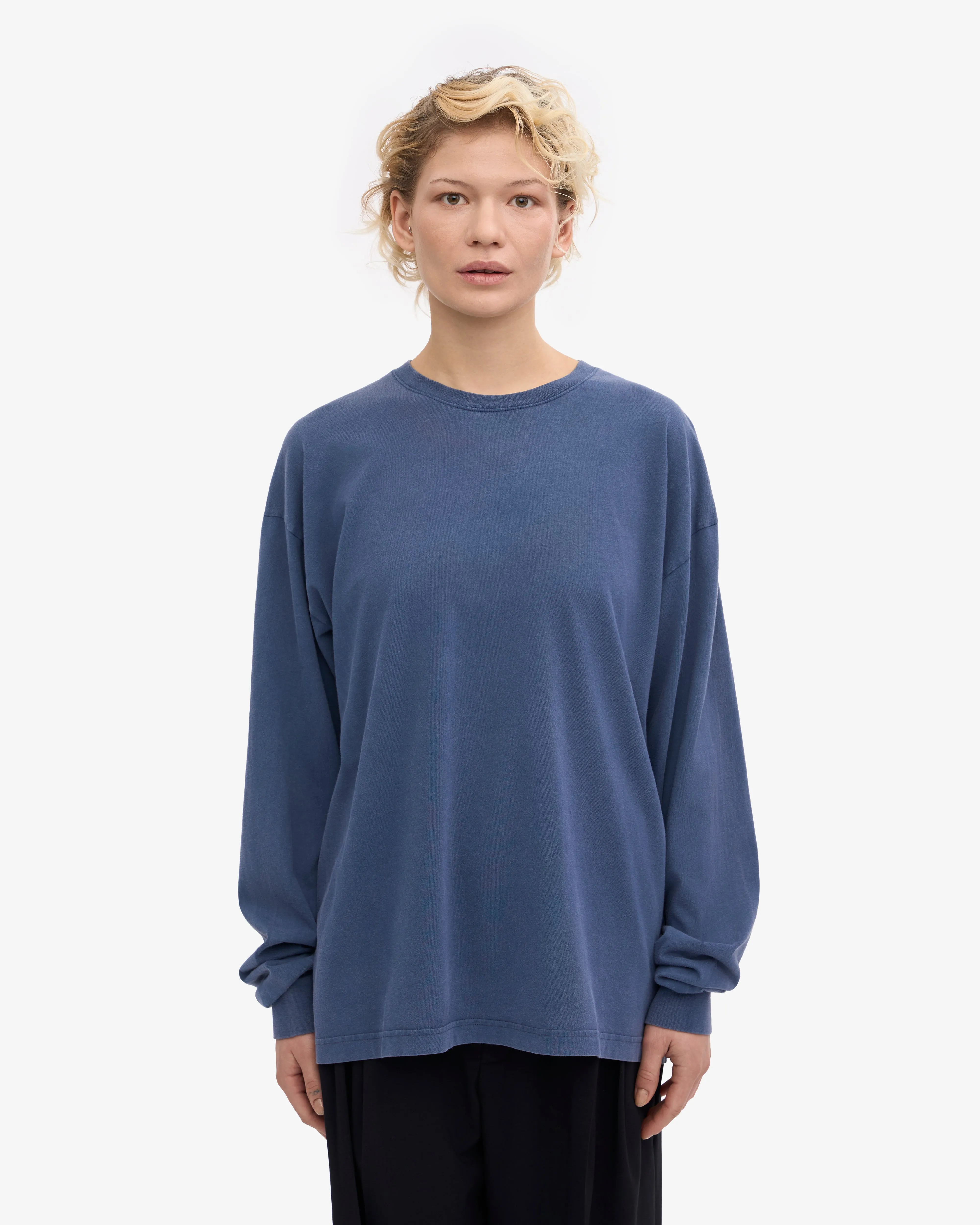 Oversized Organic LS T-Shirt - Neptune Blue