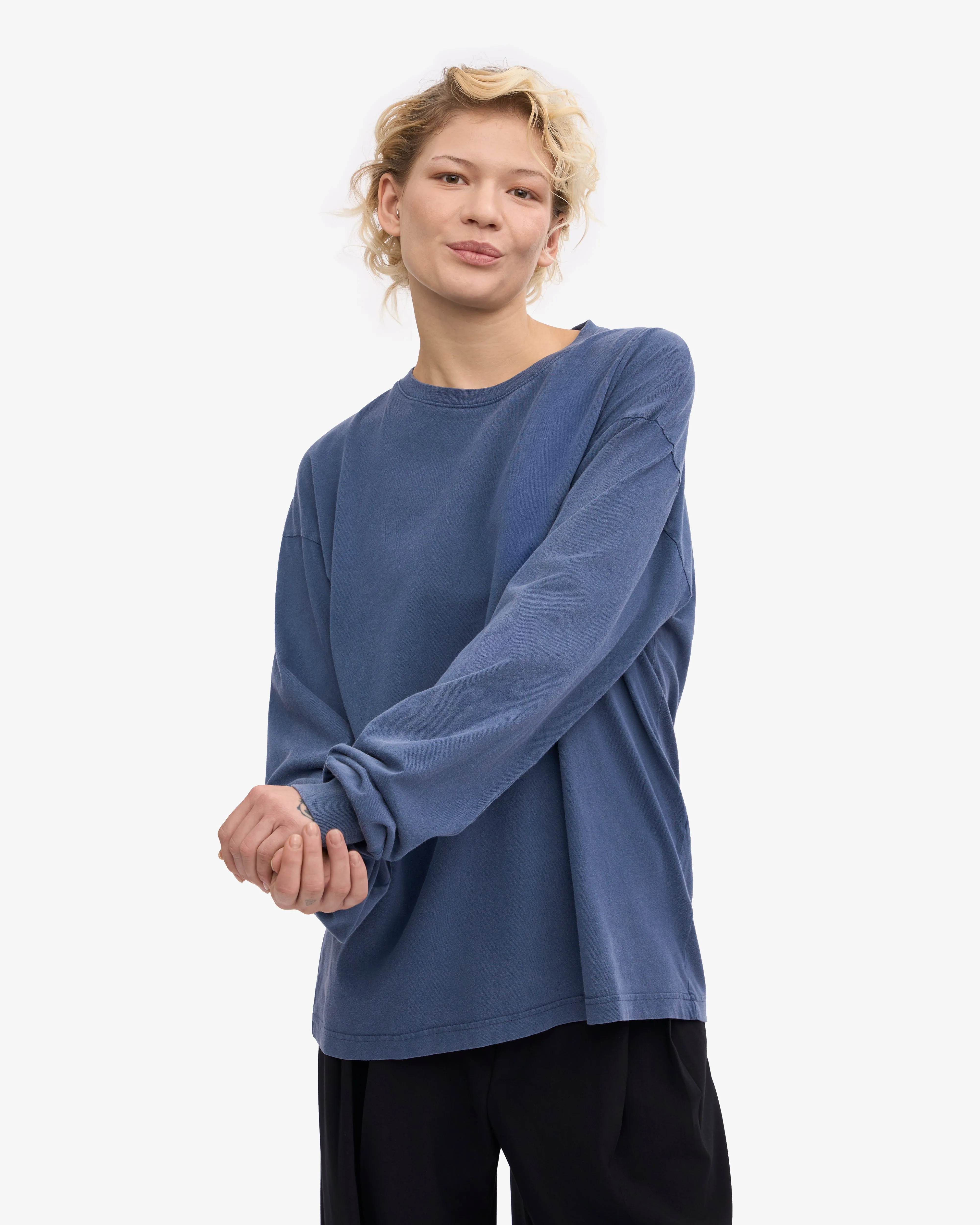Oversized Organic LS T-Shirt - Neptune Blue