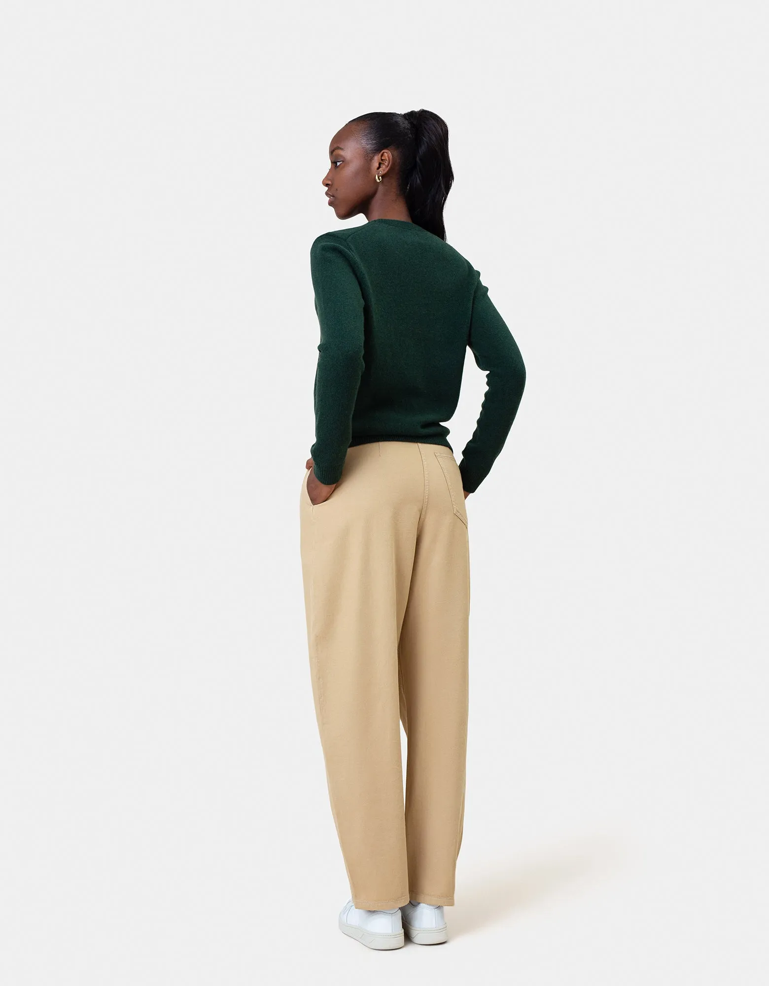 Women Classic Merino Wool Crew - Emerald Green